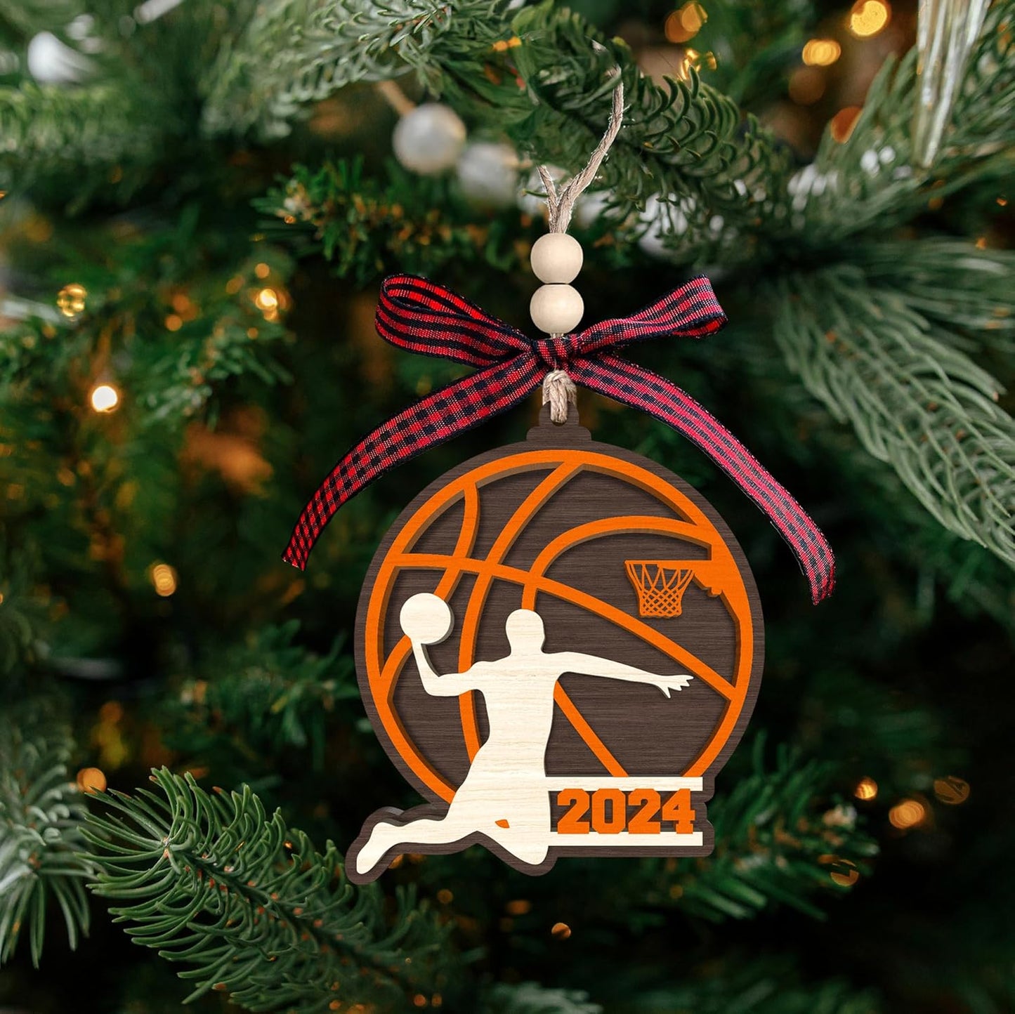 Basketball Gifts for Men and Teenagers - Wood Christmas Ornament for Boys - Cute Holiday Present