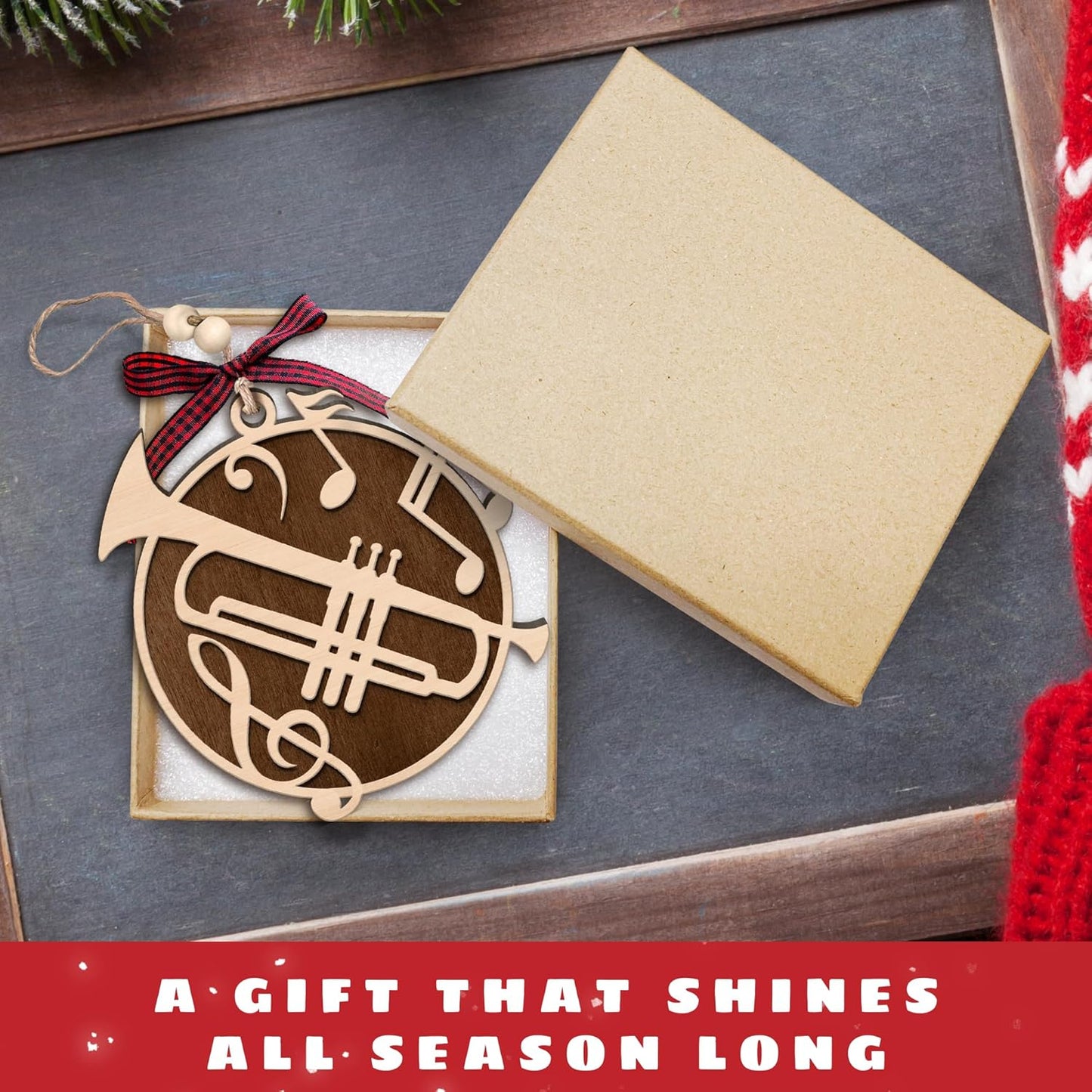 Trumpet Ornament - Trumpet Player Gifts - Music Christmas Ornaments, Music Ornaments - Wood Ornament