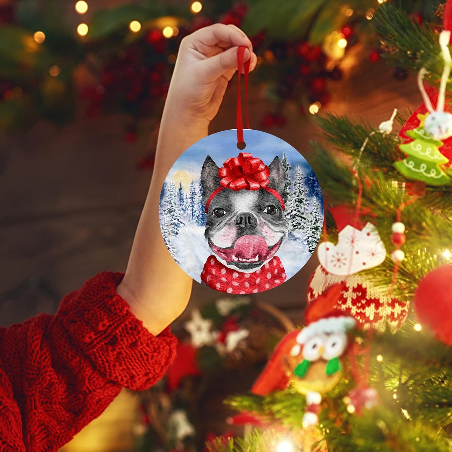 French Bulldog Mom Christmas Ornament Dog Christmas Hanging Ornament Dog Mom Idea Ornament Puppy Christmas Ornament 2023 Dog Baby's First Christmas Ornament Ceramic Ornament