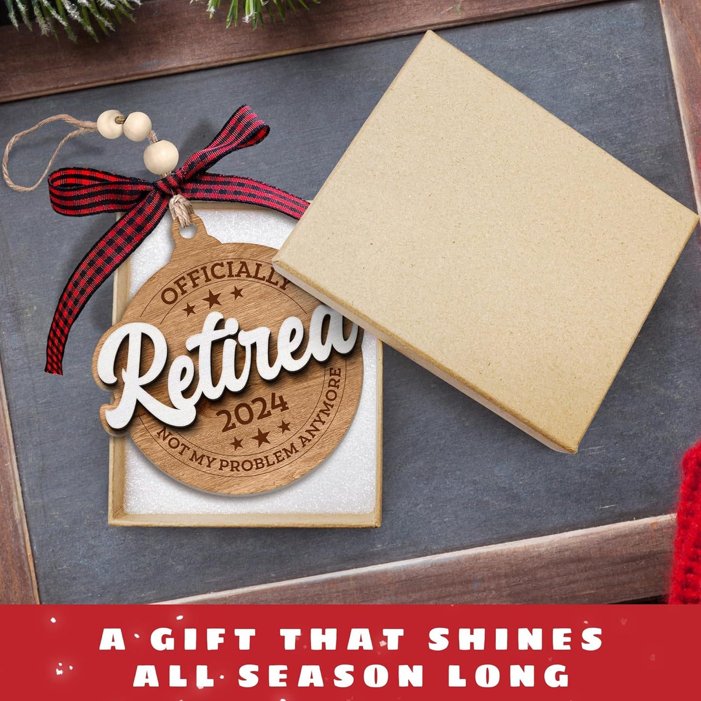Retirement Gifts for Men - Retirement Ornament 2024 - Cool Retired Gifts for Women - Wood Retired Ornament
