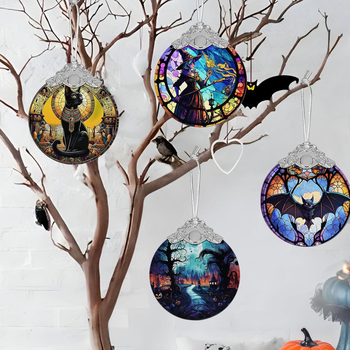 Christmas Ornament, Stained Glass Ornament, Christmas Decorations for Tree, Holiday Ornament, Unique Gift Idea - Cemetery