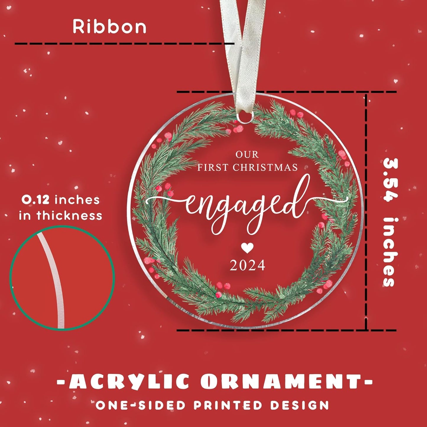 Engagement Ornament 2024 - Engagement Gifts for Couples - Gifts for Newly Engaged Couples - Acrylic Ornament