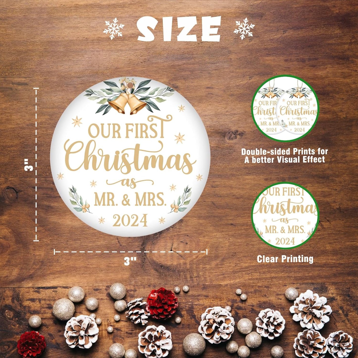 Wedding Gifts for Couples, Mr and Mrs Gifts, Wedding Ornament Gifts for Bride Newlyweds, Bridal Shower Gifts for Bride to Be, Christmas Tree Decorations, First Christmas Married Ornament 2024