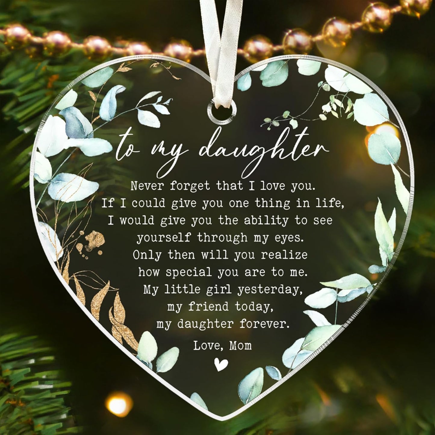 Daughter Christmas Ornament 2024 - Acrylic Gift from Mom - Christmas Decoration for Daughters