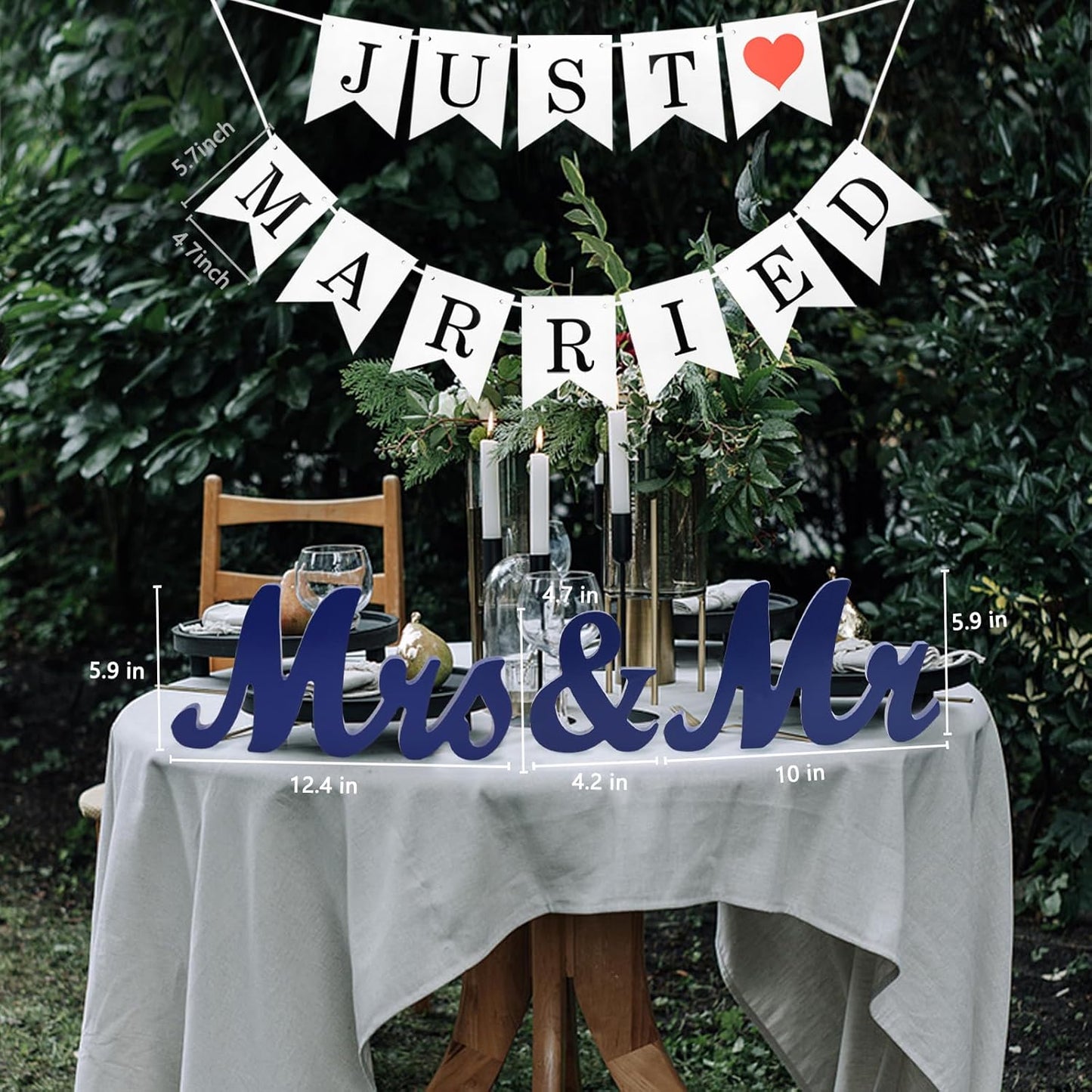 Dark Blue Mr & Mrs Wooden Letters for Wedding Table, Just Married Banner and Mr. and Ms. Wedding Decoration, Mister and Miss Wood Sign, Mr and Ms Wedding Present