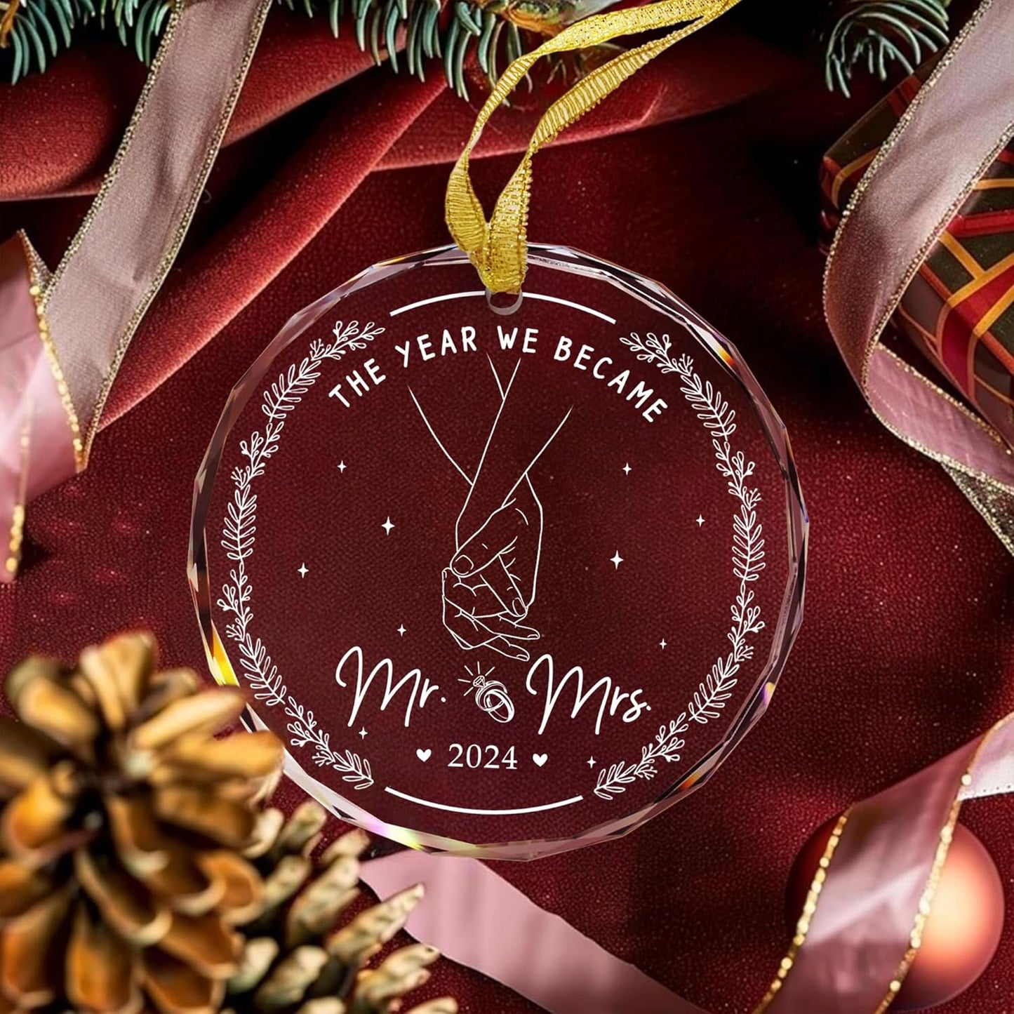Wedding Gifts - Mr and Mrs - 1st for Wife Husband - Car Hanging Decoration Ornament - Wine Bottle Decor - Just Married Gifts for Newlywed Couple, Bride, Groom V3
