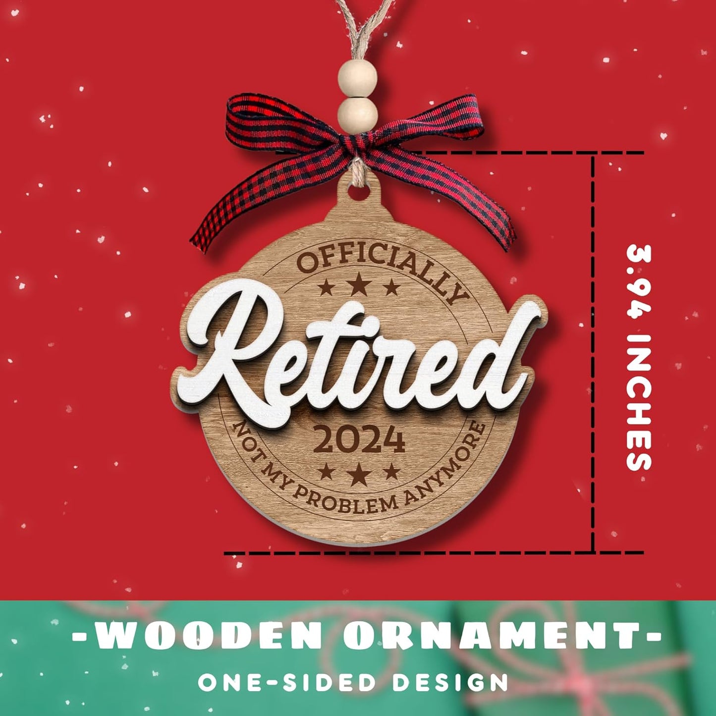 Retirement Gifts for Men - Retirement Ornament 2024 - Cool Retired Gifts for Women - Wood Retired Ornament