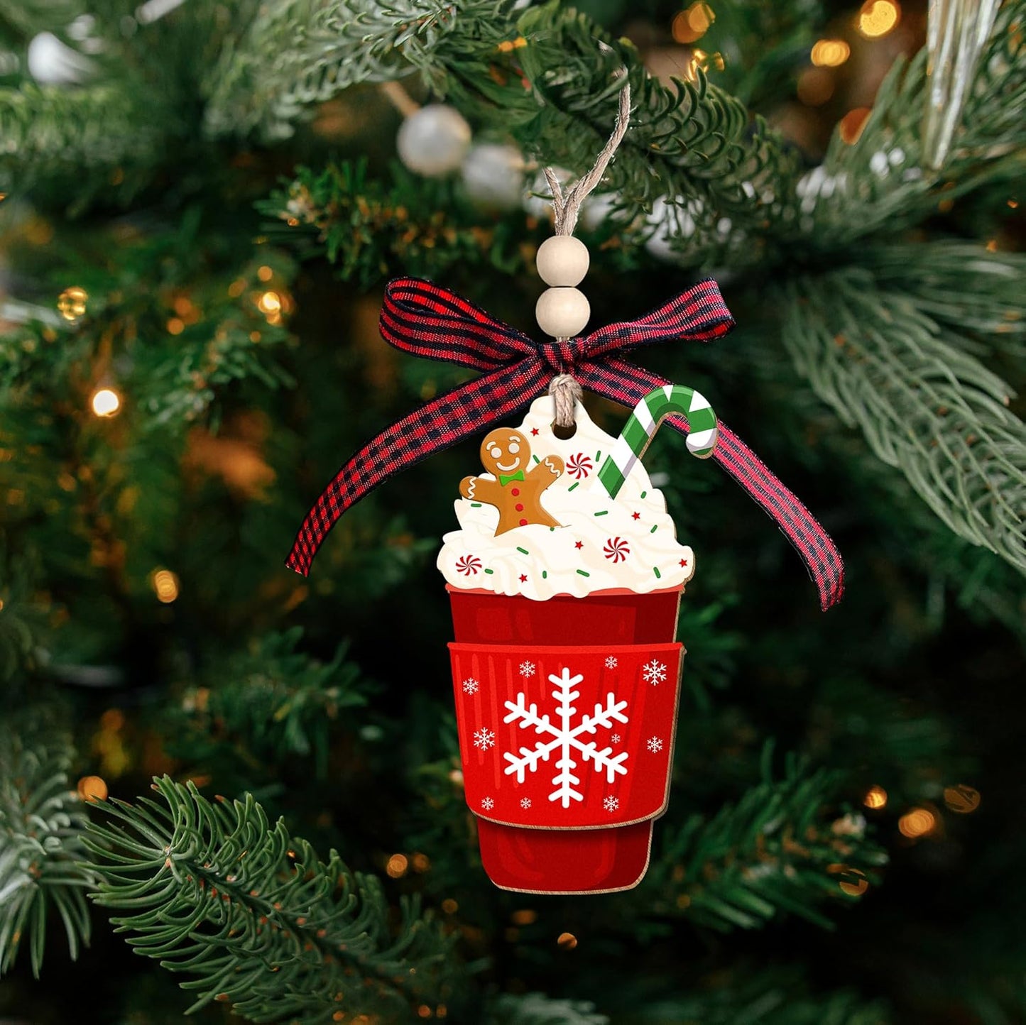 Coffee Lover Christmas Ornament, Coffee Cup Ornament - Wood Ornaments