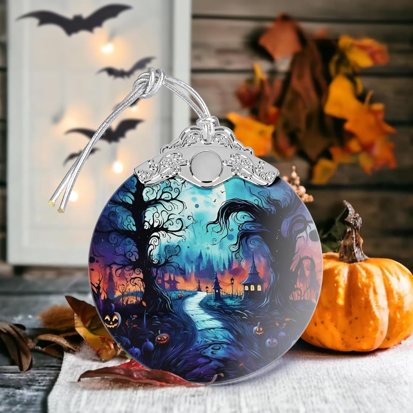 Christmas Ornament, Stained Glass Ornament, Christmas Decorations for Tree, Holiday Ornament, Unique Gift Idea - Cemetery