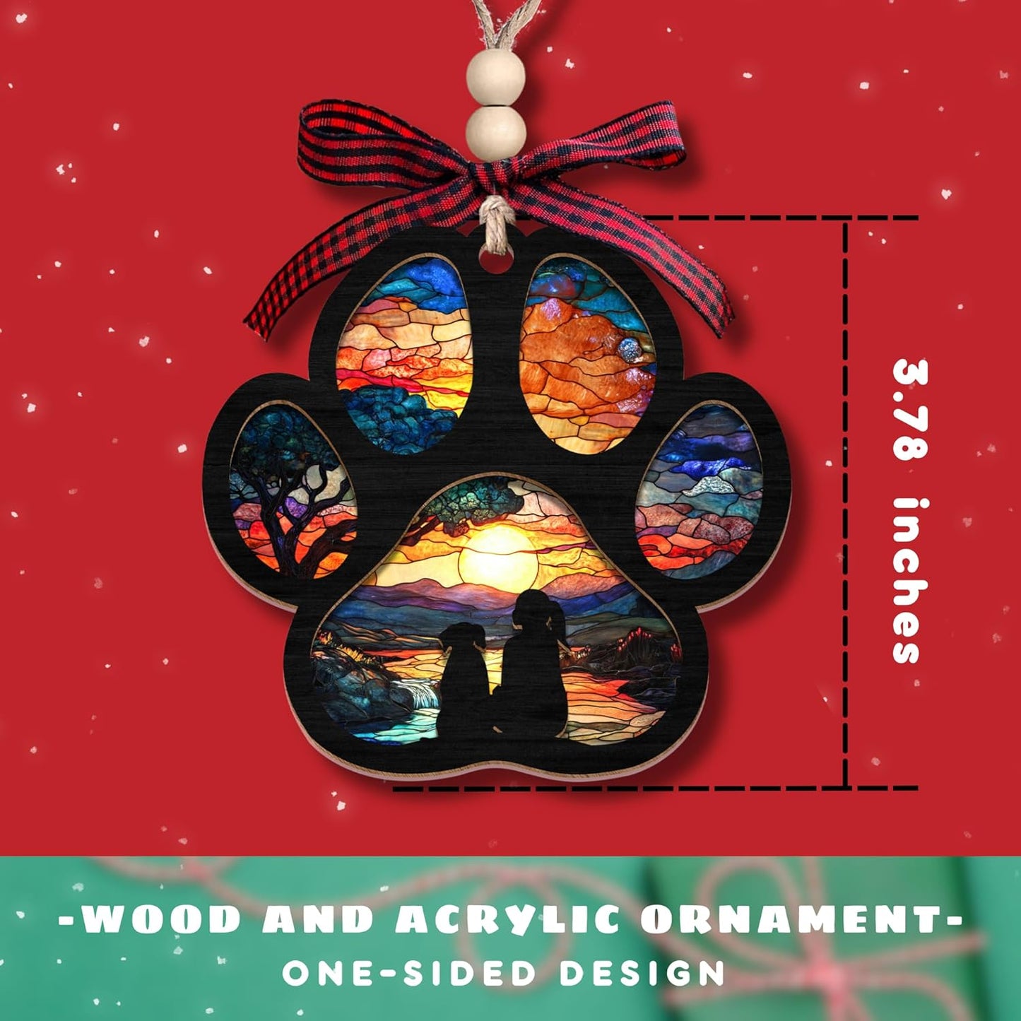 Dog Memorial Ornament - Pet Memorial Gifts, Pet Sympathy Gifts - 2 Layer Wood Acrylic Dog Suncatcher Ornament