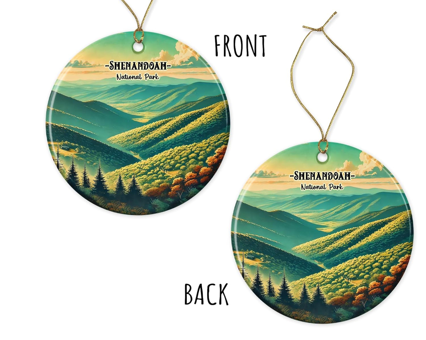 Shenandoah Keepsake - National Park Ornament - Virginia Ceramic Ornament - Shenandoah Travel Ornament - Memorable Ornament Printed on Both Sides