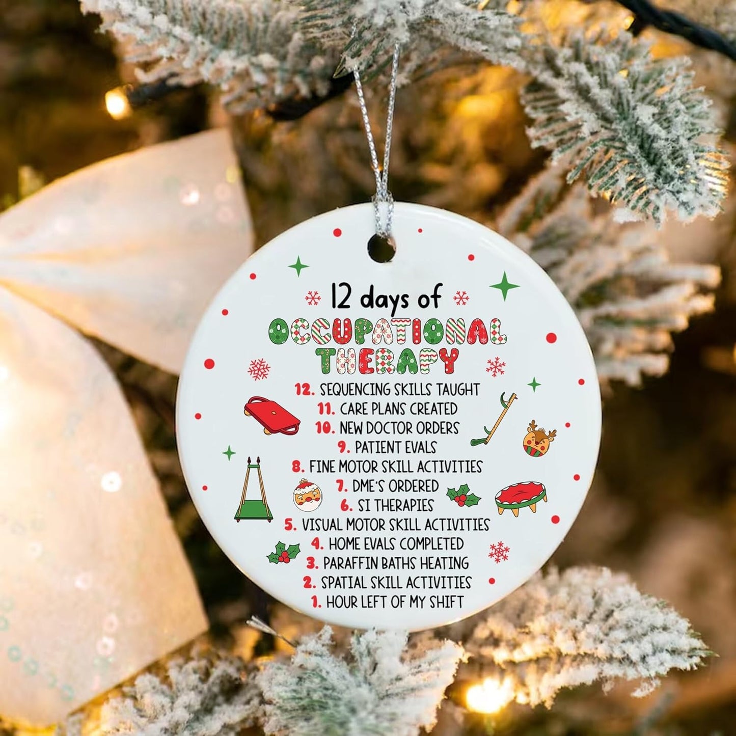 Christmas Occupational Therapy Ornament, 12 Day of Occupational Therapy Ornament, OT Christmas Ornament, Occupational Therapist Ornament, Gift for OT