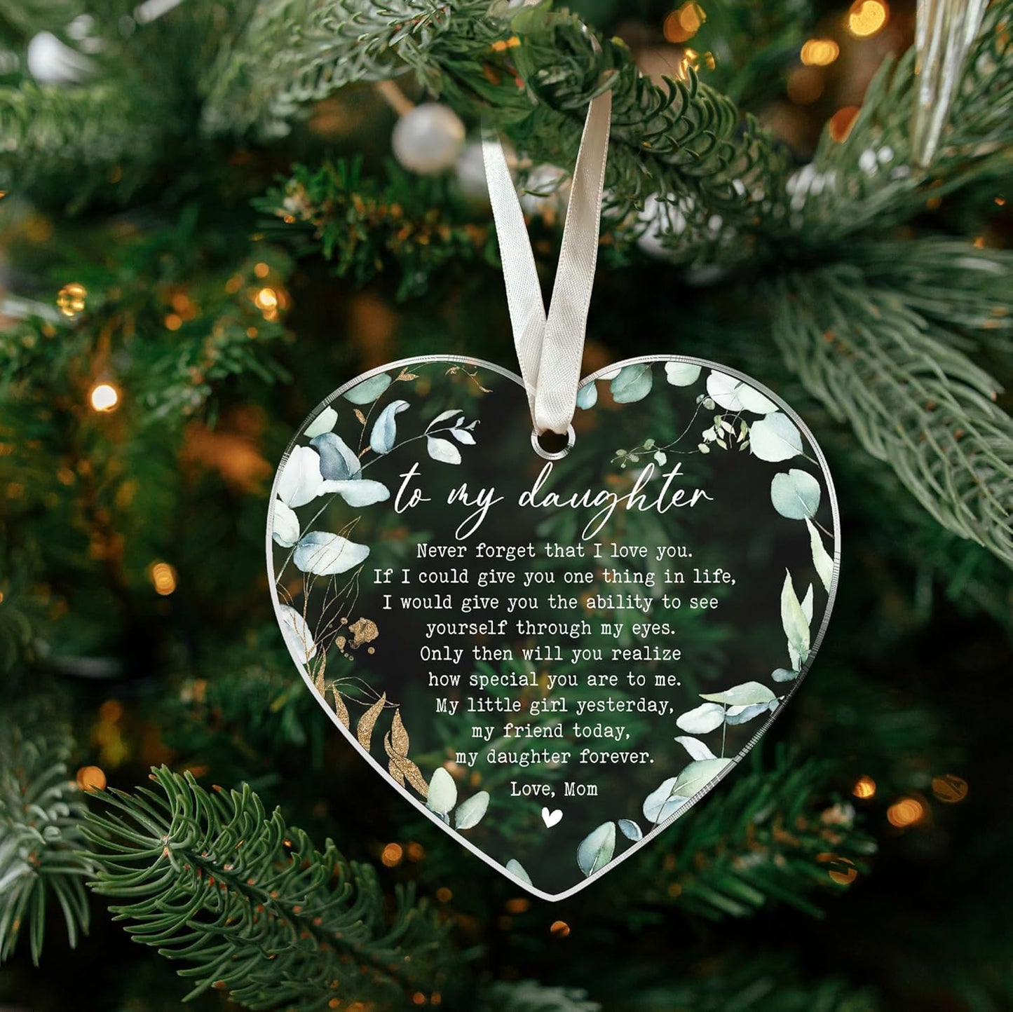 Daughter Christmas Ornament 2024 - Acrylic Gift from Mom - Christmas Decoration for Daughters