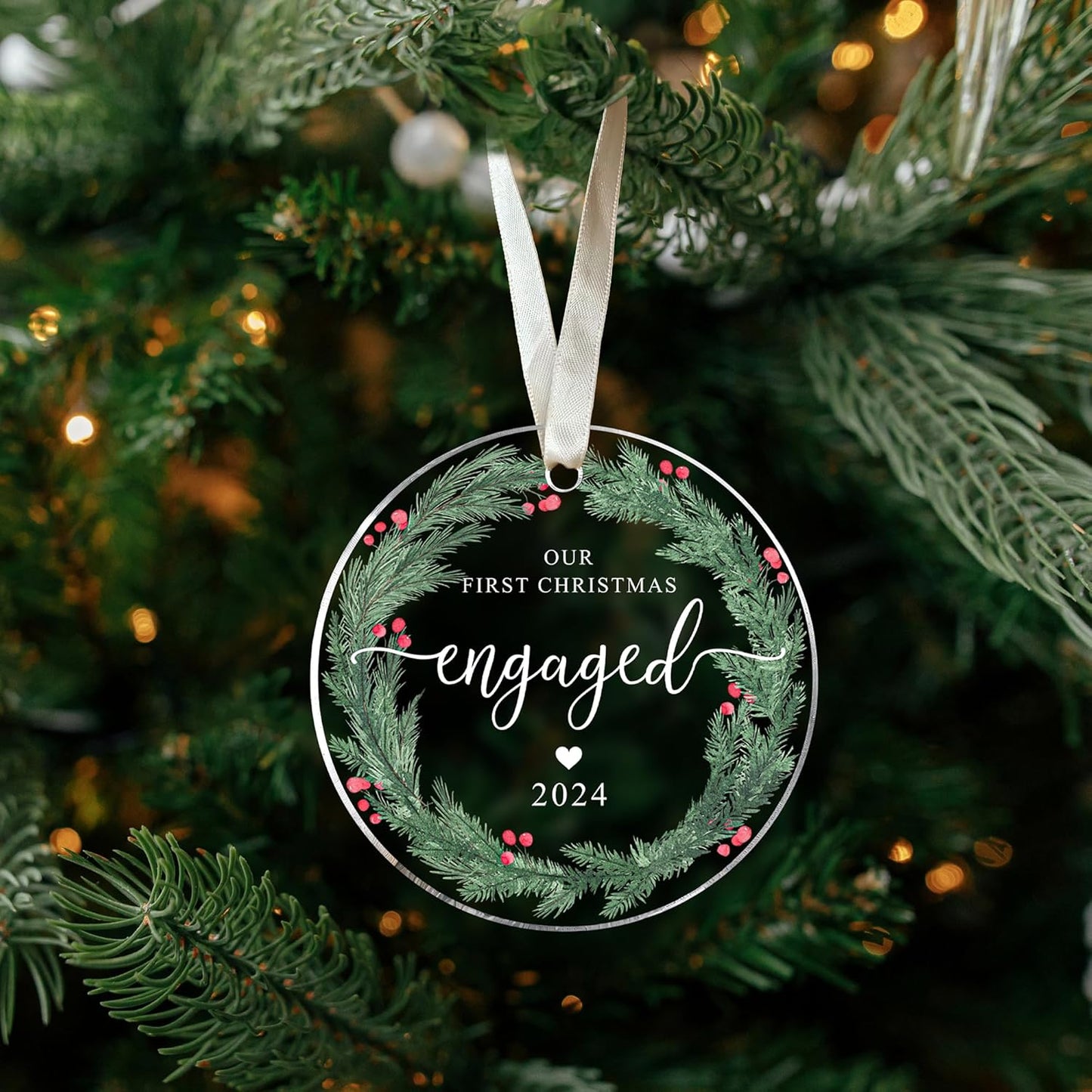 Engagement Ornament 2024 - Engagement Gifts for Couples - Gifts for Newly Engaged Couples - Acrylic Ornament