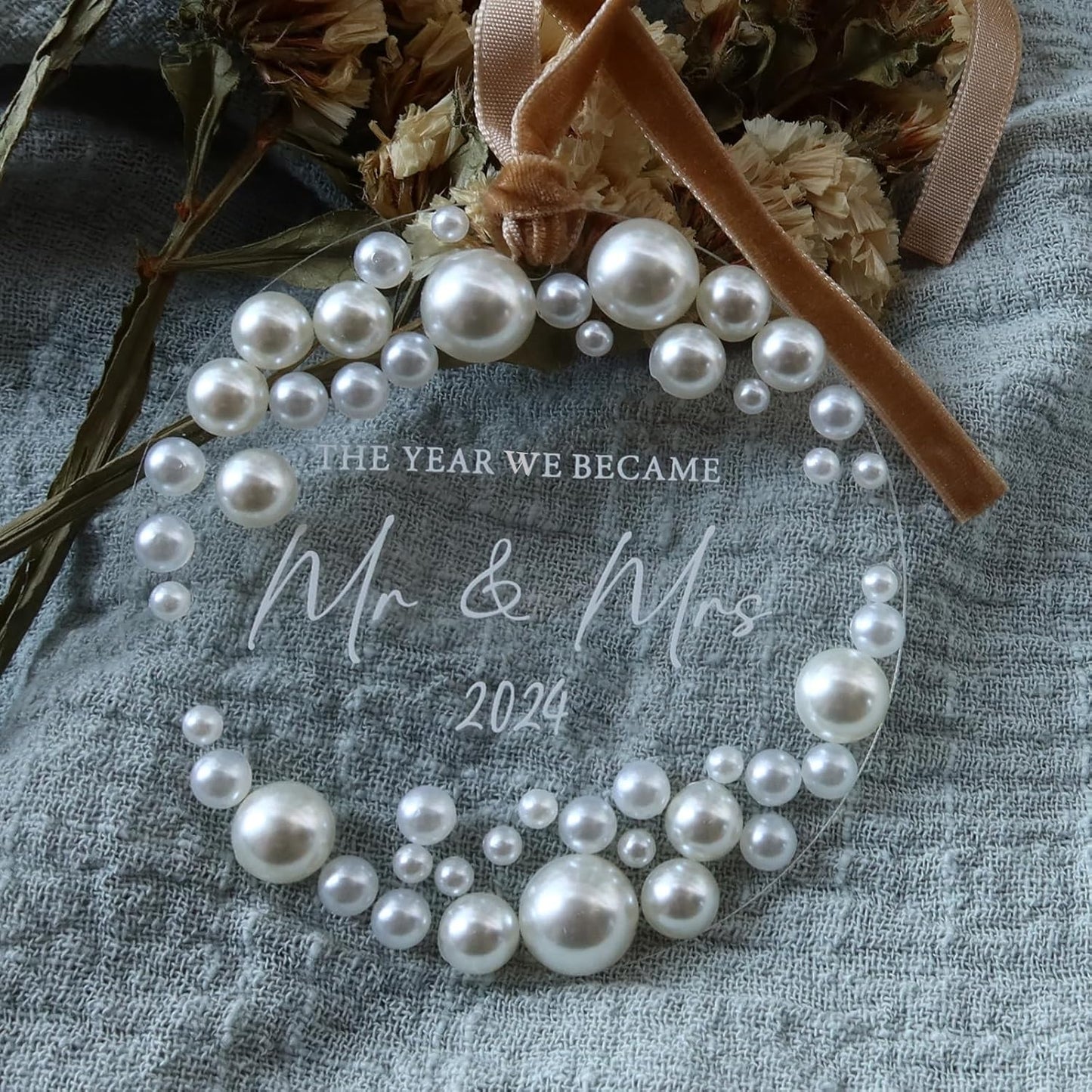 Wedding Gifts, Mr and Mrs Bridal Shower Gifts Couple, Bride, Wife, Her- First Married Christmas Ornament