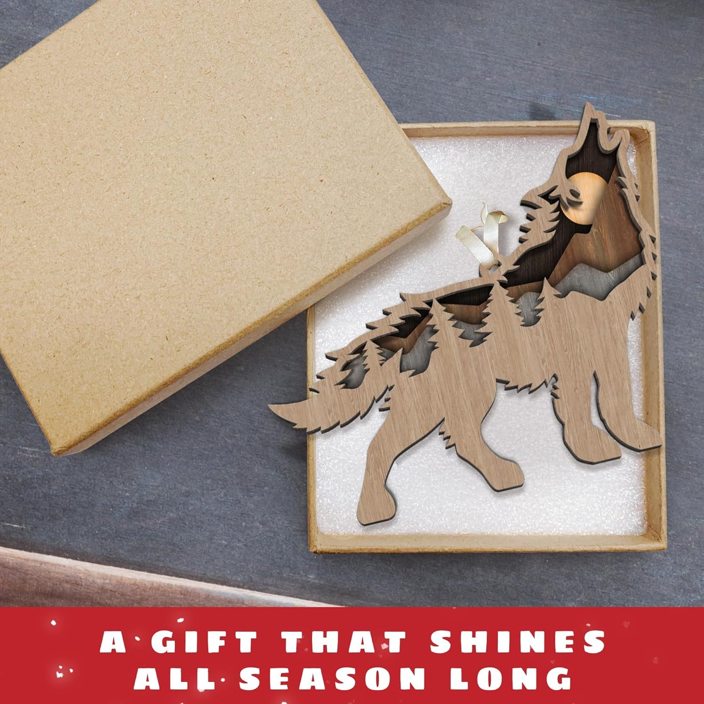 Wolf Ornaments - Wolf Christmas Ornament - Animal Gifts for Christmas - Wood Ornament