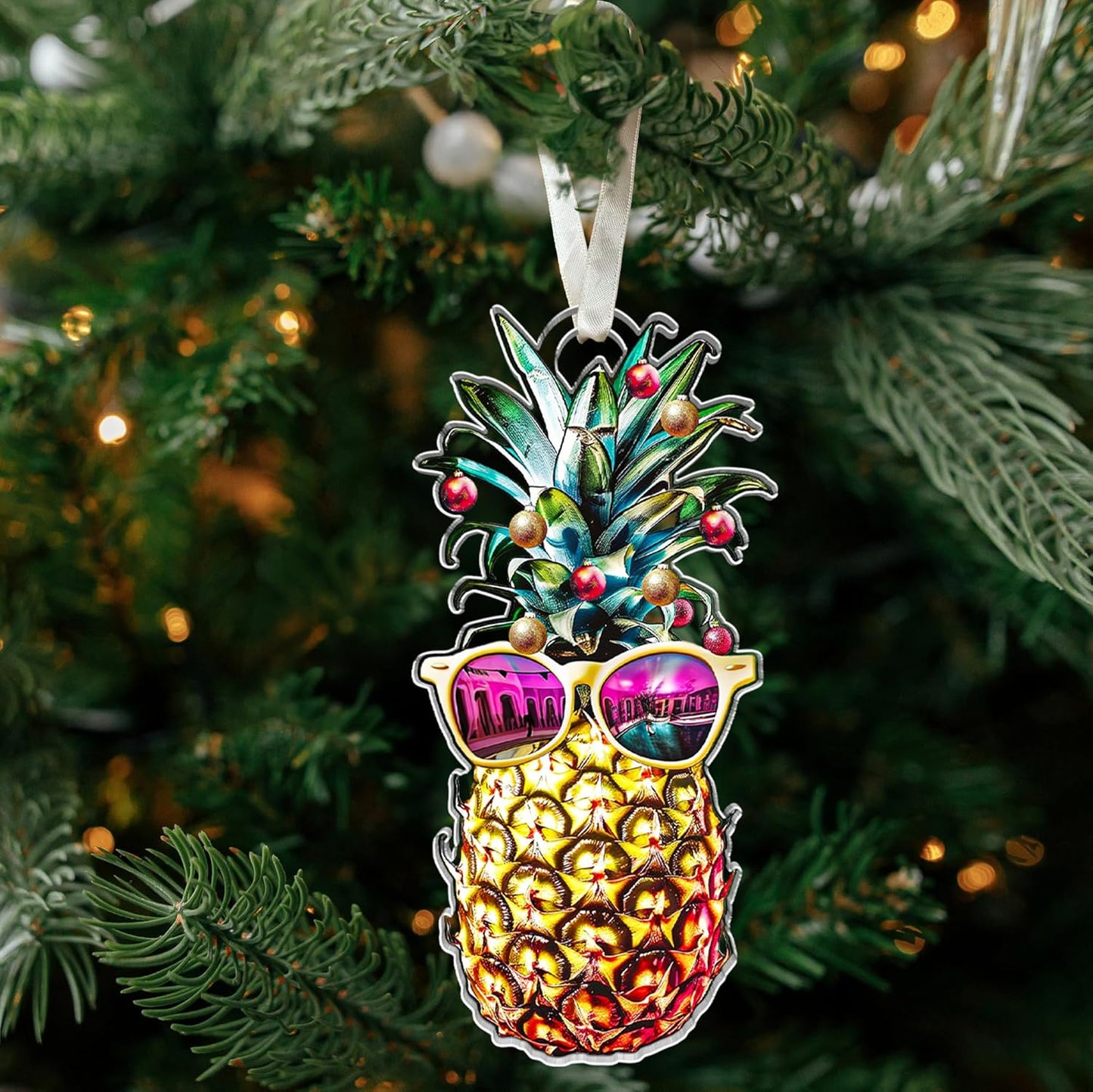 Acrylic Pineapple Ornament - Funny Christmas Tree Decor, Pineapple Gifts for Lovers - 2024