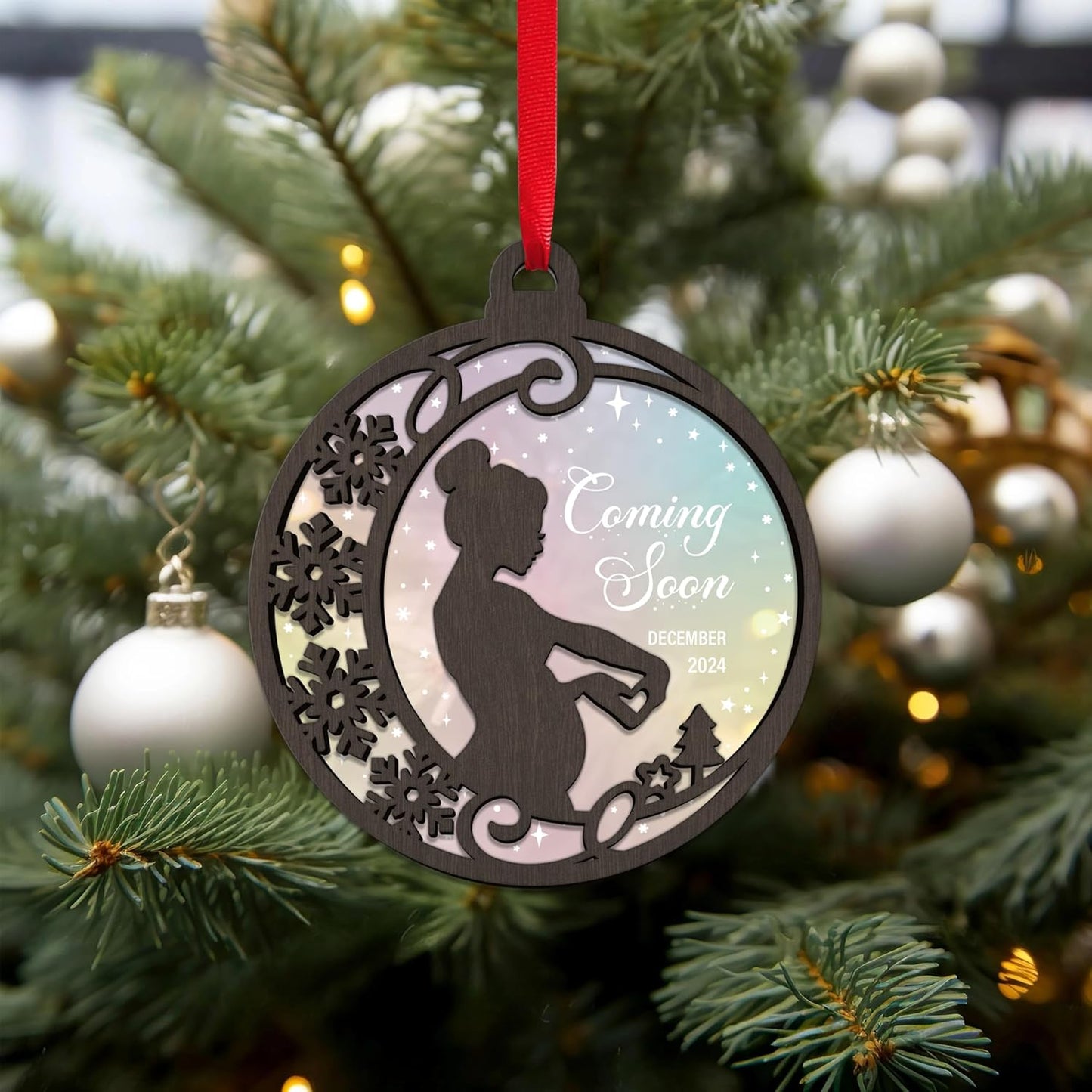 Coming Soon Ornament, Pregnancy Ornament, Christmas Pregnancy Announcement, Baby Ornament