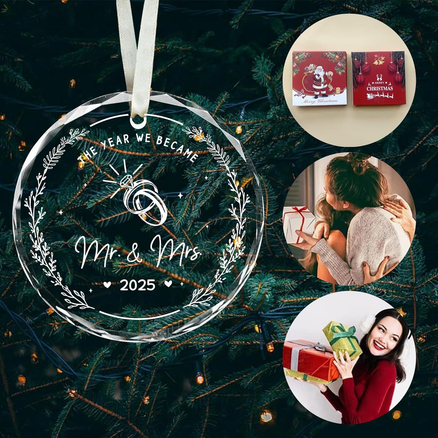 Wedding Gifts - Mr and Mrs Married Wedding Ornament 2025 - Just Married Gift for New Couples, Bride, Groom Bridal Shower Gifts Home Ornament Decoration