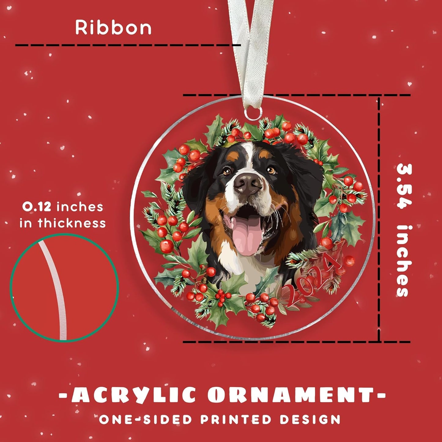 Bernese Mountain Dog Ornament for Christmas Tree - Gifts for Dog Lovers, Women - Acrylic Christmas Ornament 2024