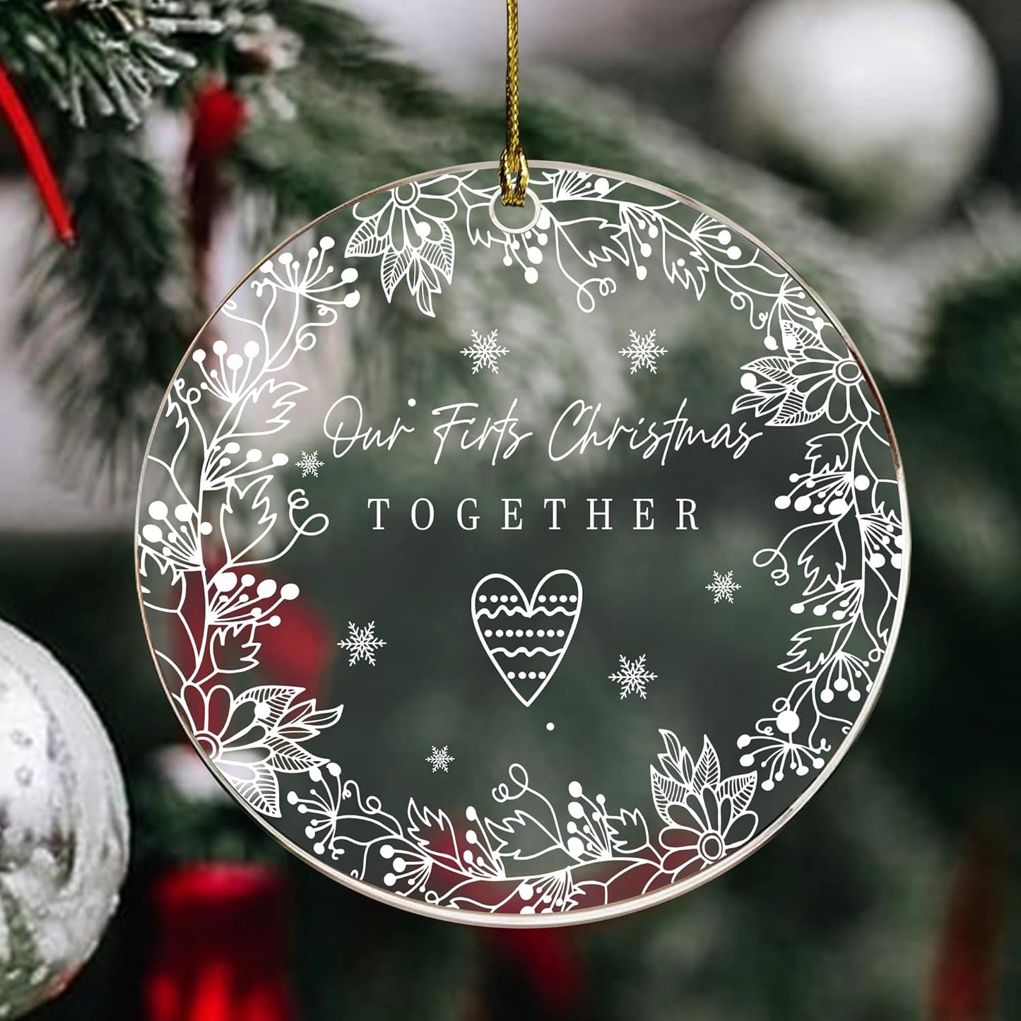 Our First Christmas Engagement Ornament 2024 - Married Couple's Gift, Wedding Gift for Couple