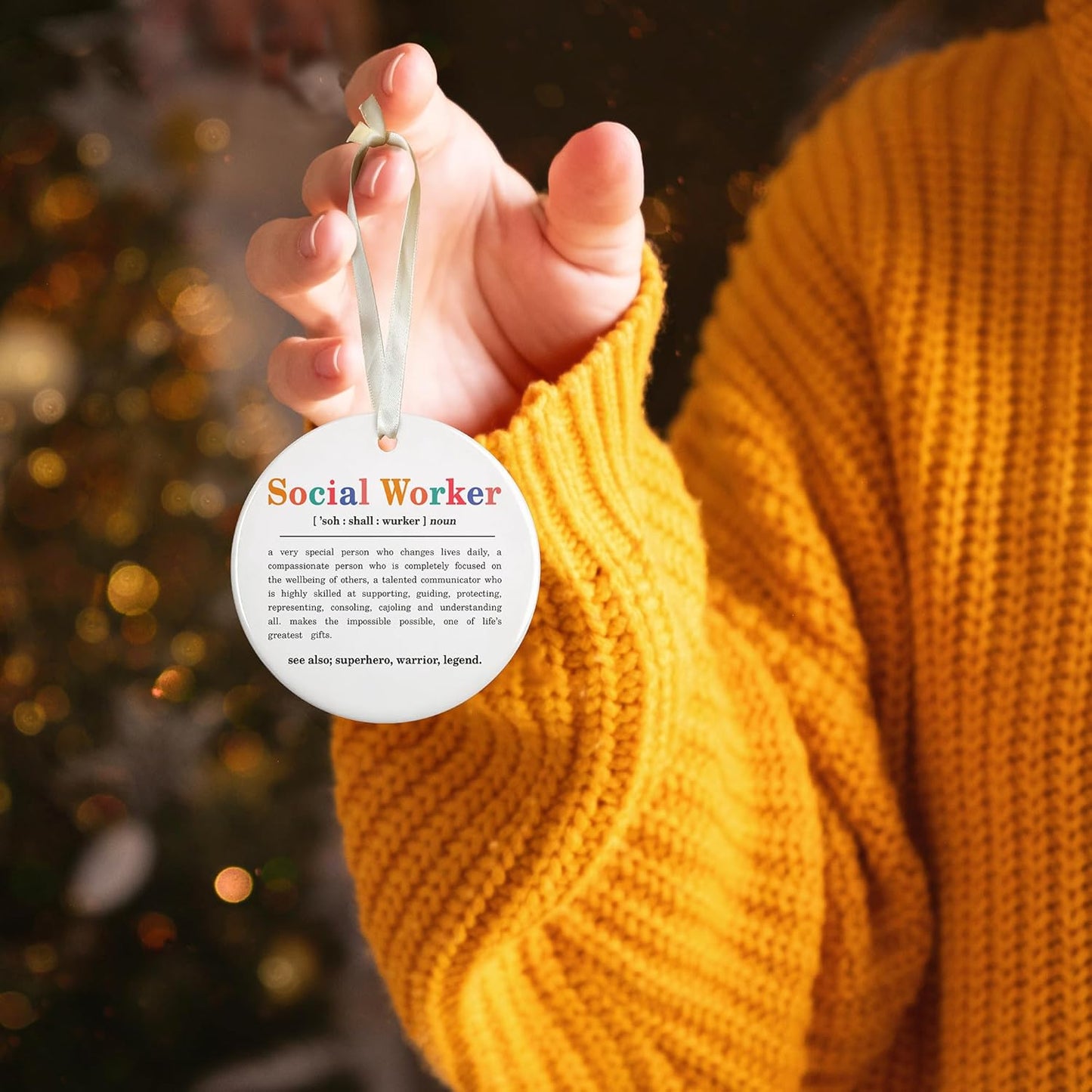 Social Worker Christmas Ornament - Social Worker Gifts for Women - Ceramic Thank You Appreciation Ornament