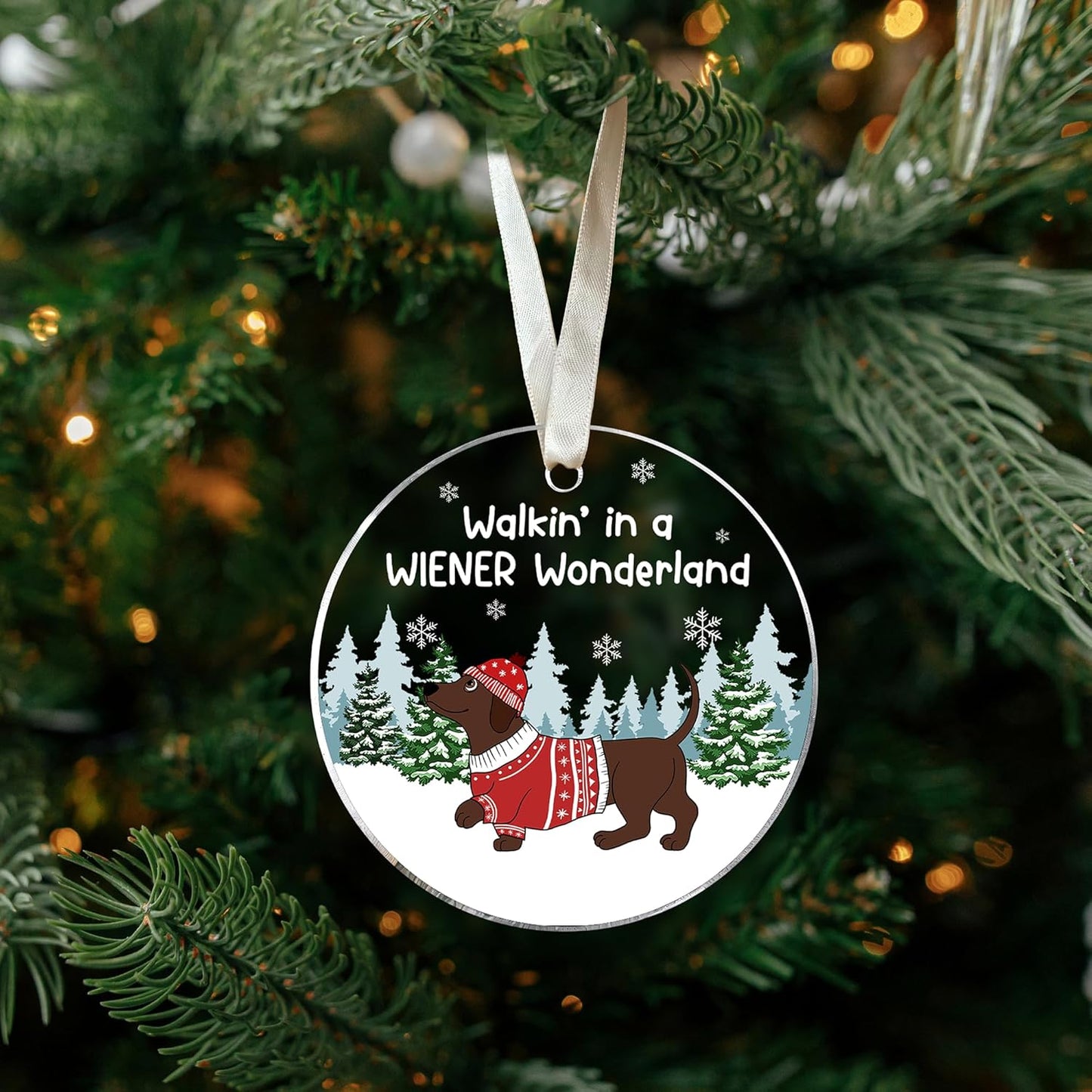 Acrylic Dachshund Ornament - Dachshund & Dog Christmas Ornaments - Wiener Dog Gifts for Women