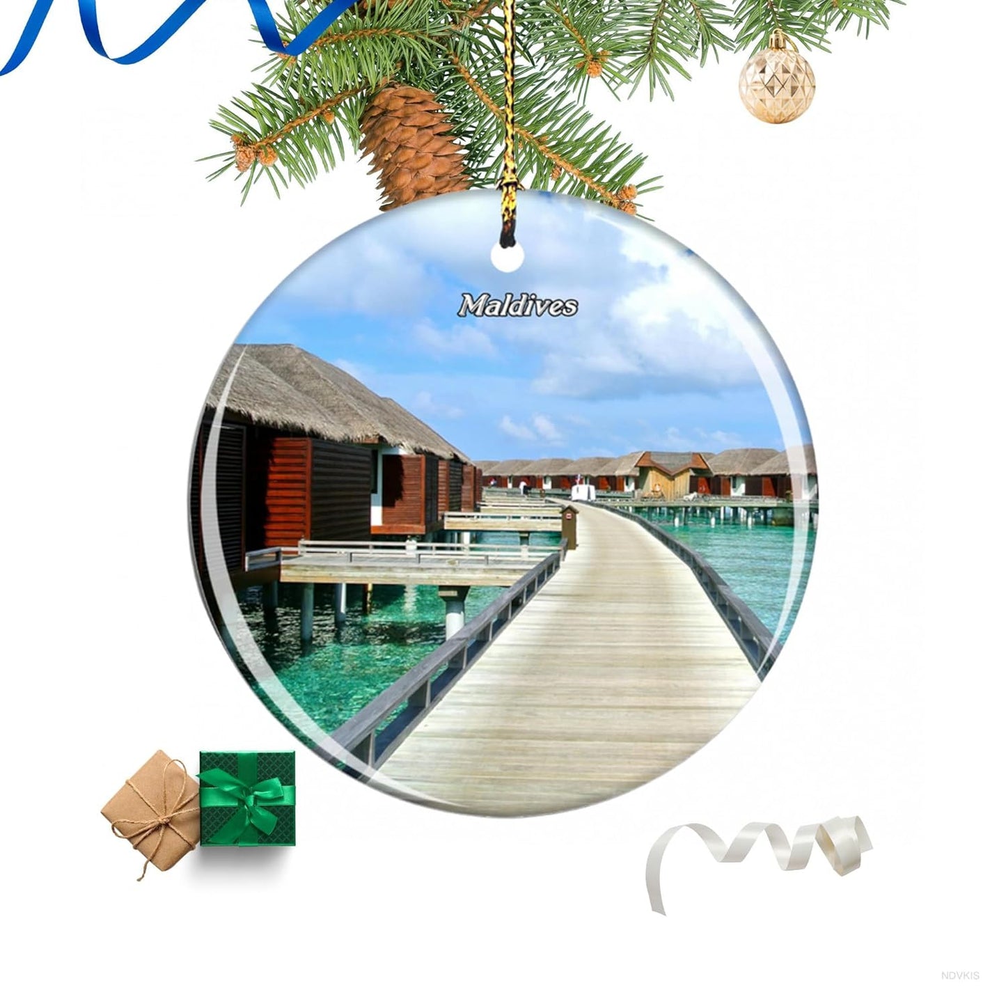 Maldives Christmas Ornament, Souvenir Gift, Home Decor Ornament, Christmas Tree Decorations Ornament, Gift for Christmas