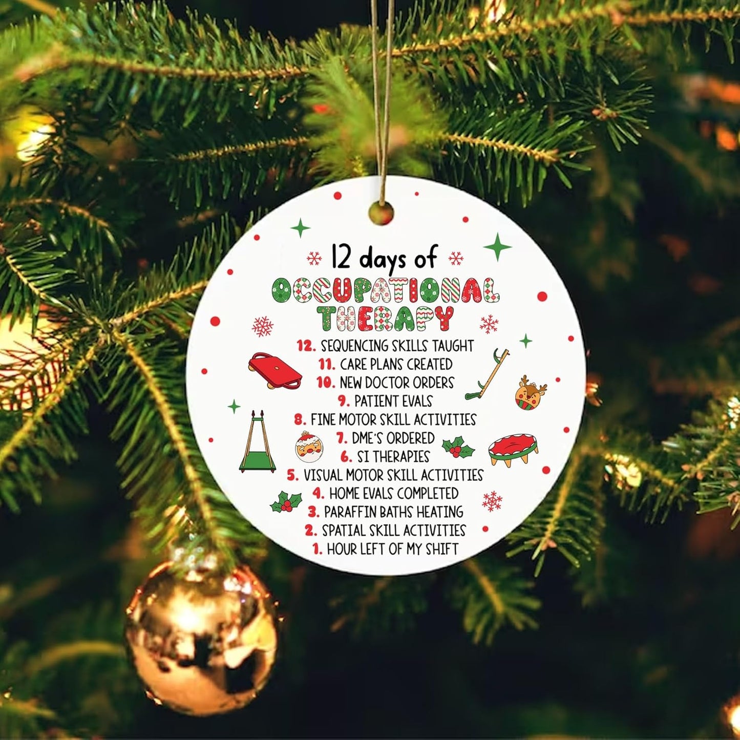 Christmas Occupational Therapy Ornament, 12 Day of Occupational Therapy Ornament, OT Christmas Ornament, Occupational Therapist Ornament, Gift for OT