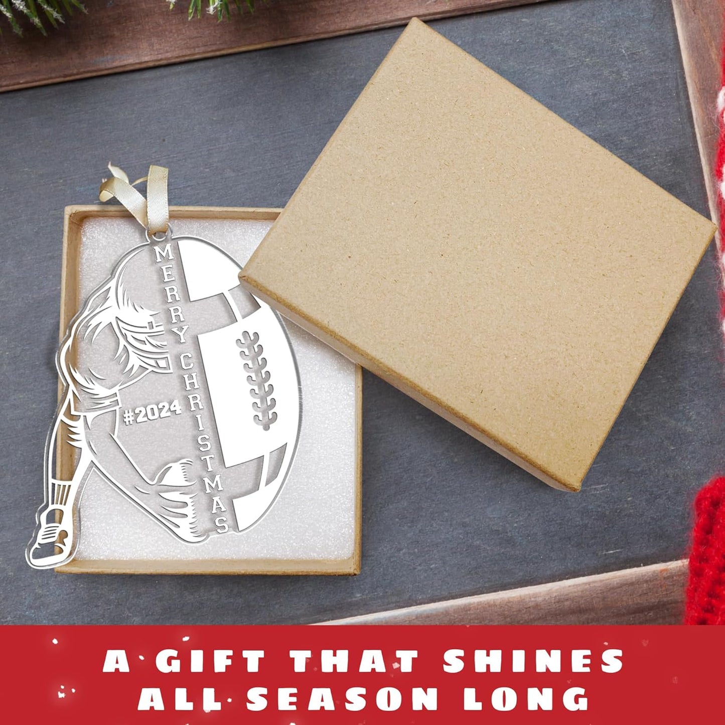 Senior Football Christmas Ornament - Team Gifts for Boys & Kids - Football Player Ornament