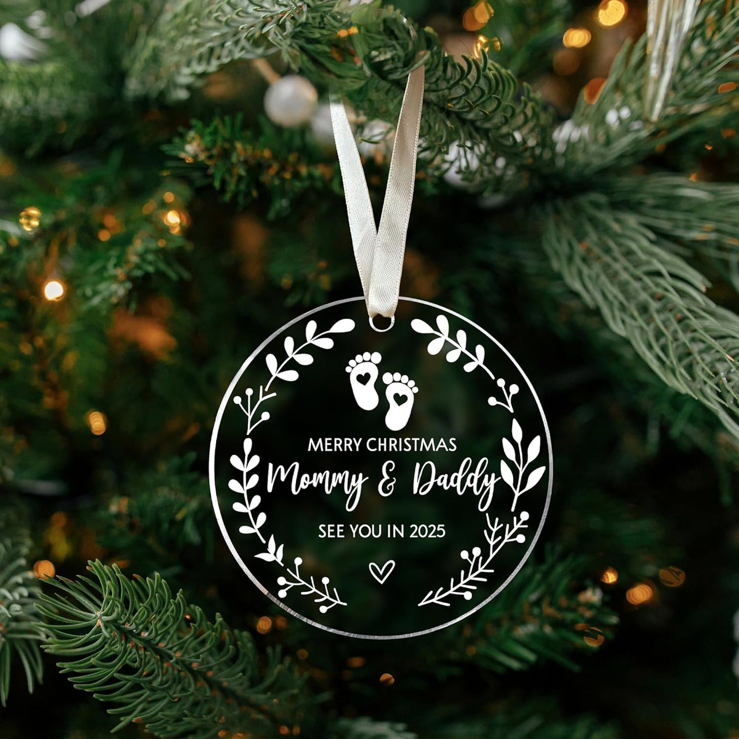 Acrylic Baby Pregnancy Announcement Ornament - Unique Gift for Expecting Parents - Family, Husband - 2025