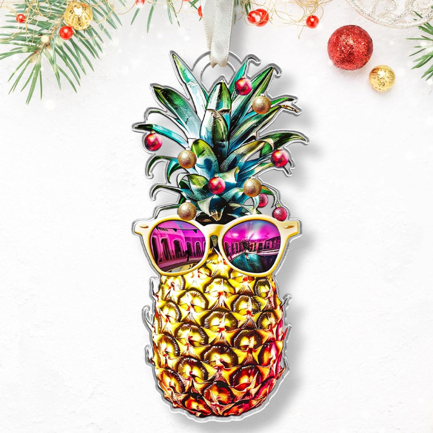 Acrylic Pineapple Ornament - Funny Christmas Tree Decor, Pineapple Gifts for Lovers - 2024