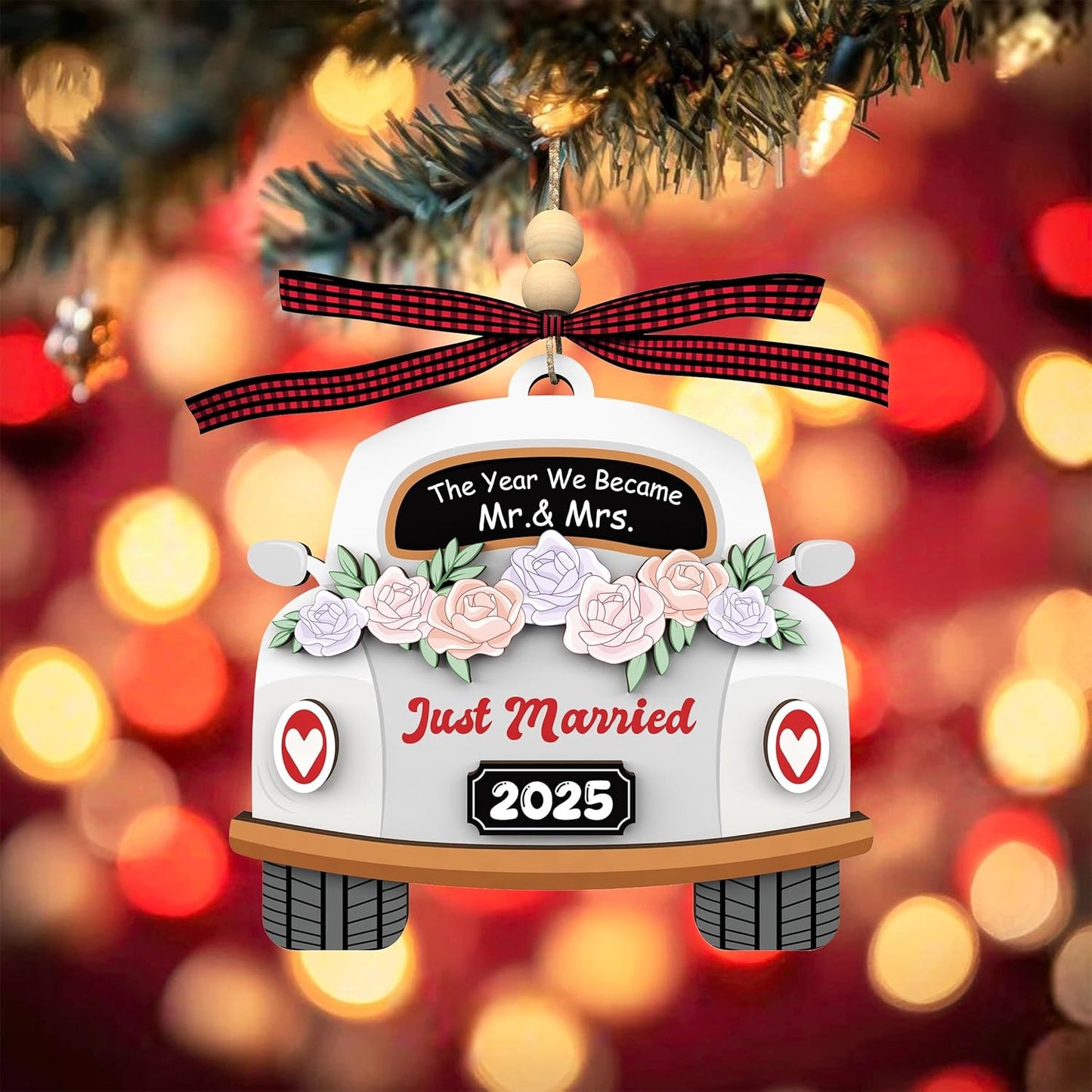 Wedding Gifts for Couples 2025 - Engagement Gifts for Couples - Wood Hanging Ornament for Bride & Groom, Mr & Mrs - Wedding Decor Newlywed Gift, Bridal Shower Present for Married Couples
