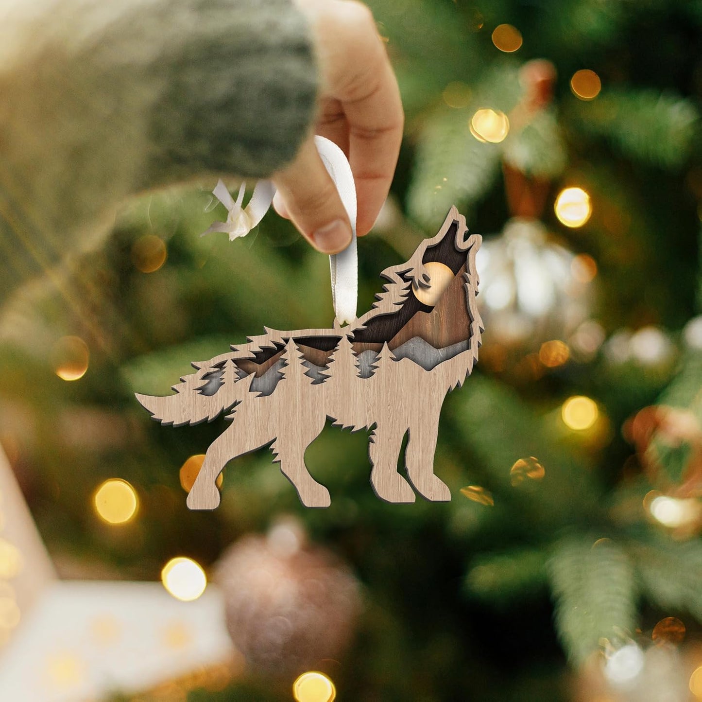 Wolf Ornaments - Wolf Christmas Ornament - Animal Gifts for Christmas - Wood Ornament