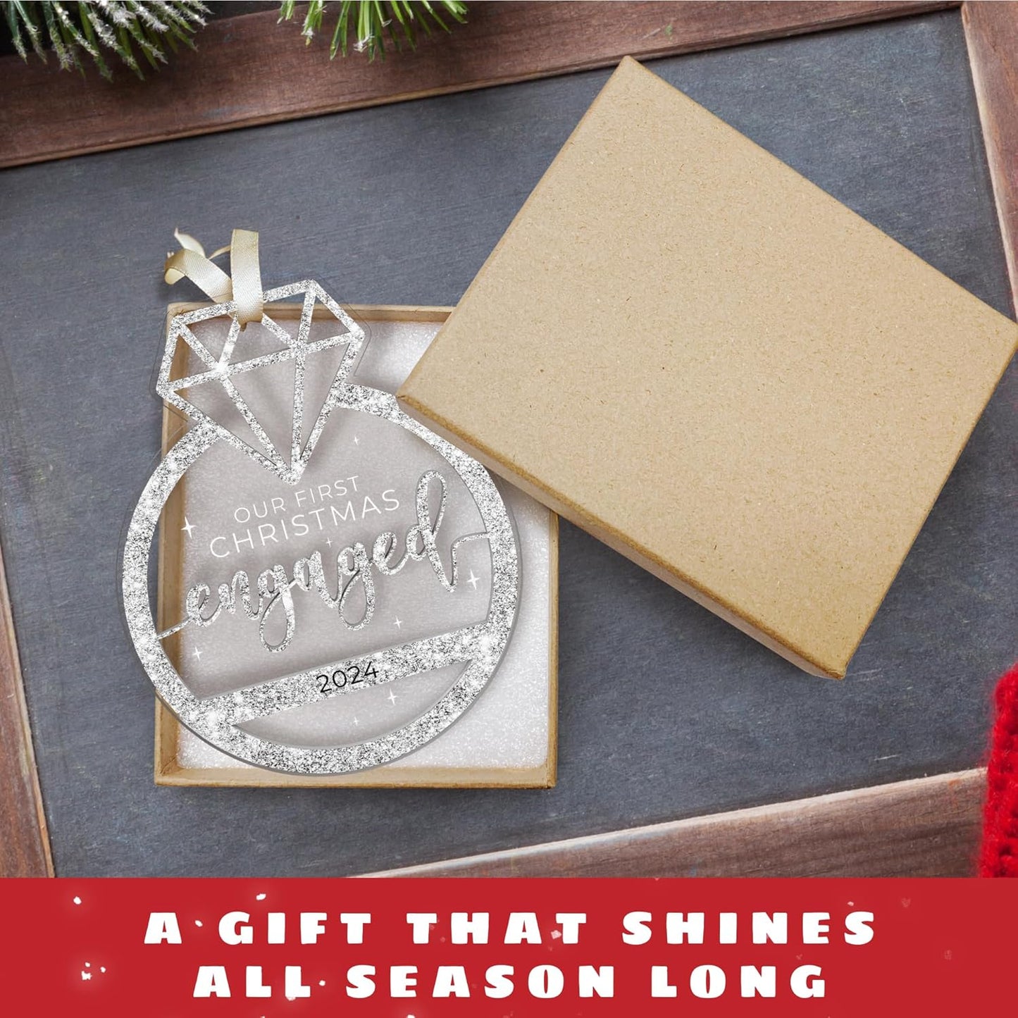 Our First Christmas Engaged Ornament 2024 - Engagement Ornaments, Engaged Ornaments for Her, Women - 2 Layer Acrylic Ornament