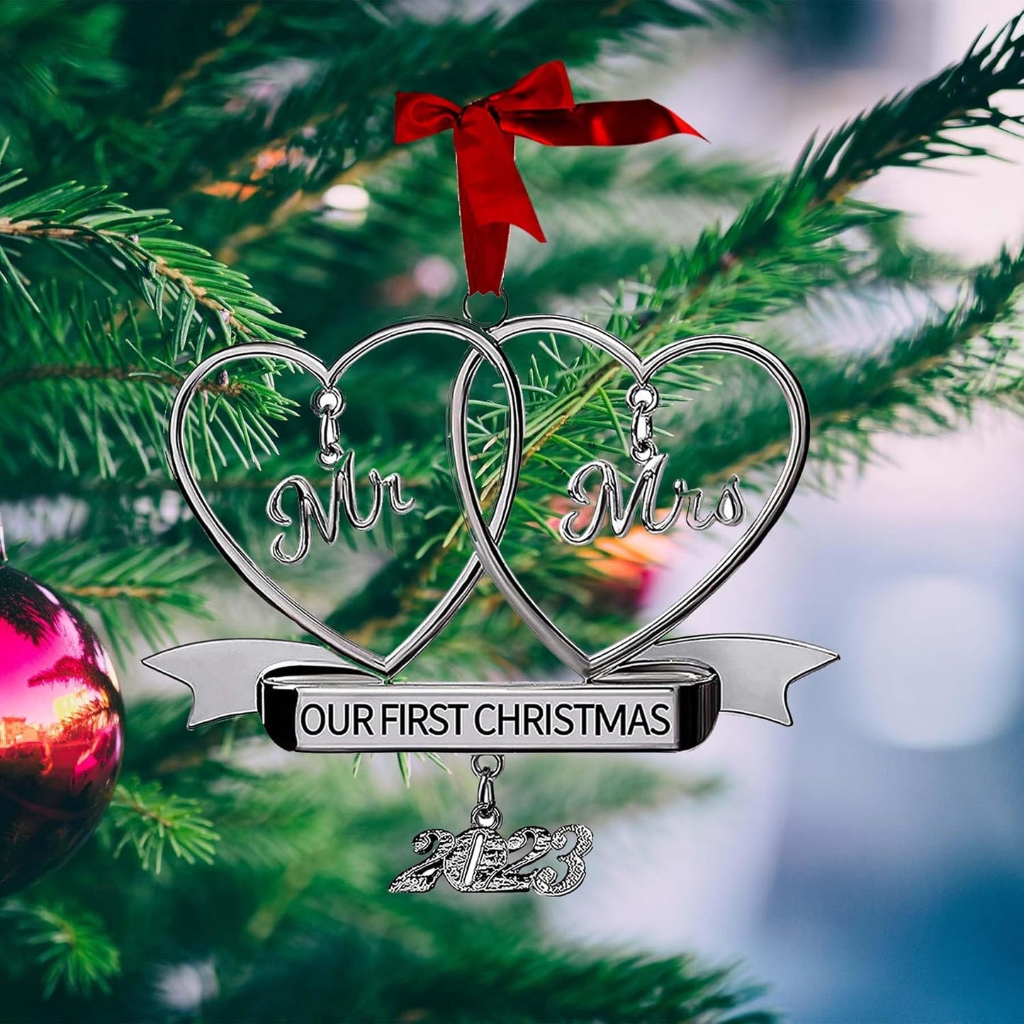 Christmas Ornament 2024 Our First Married Mr Mrs Tree Decoration Wedding Gifts Couple Xmas Bridal Shower Newlywed Gift 1st Keepsake Unique (Our First Christmas)