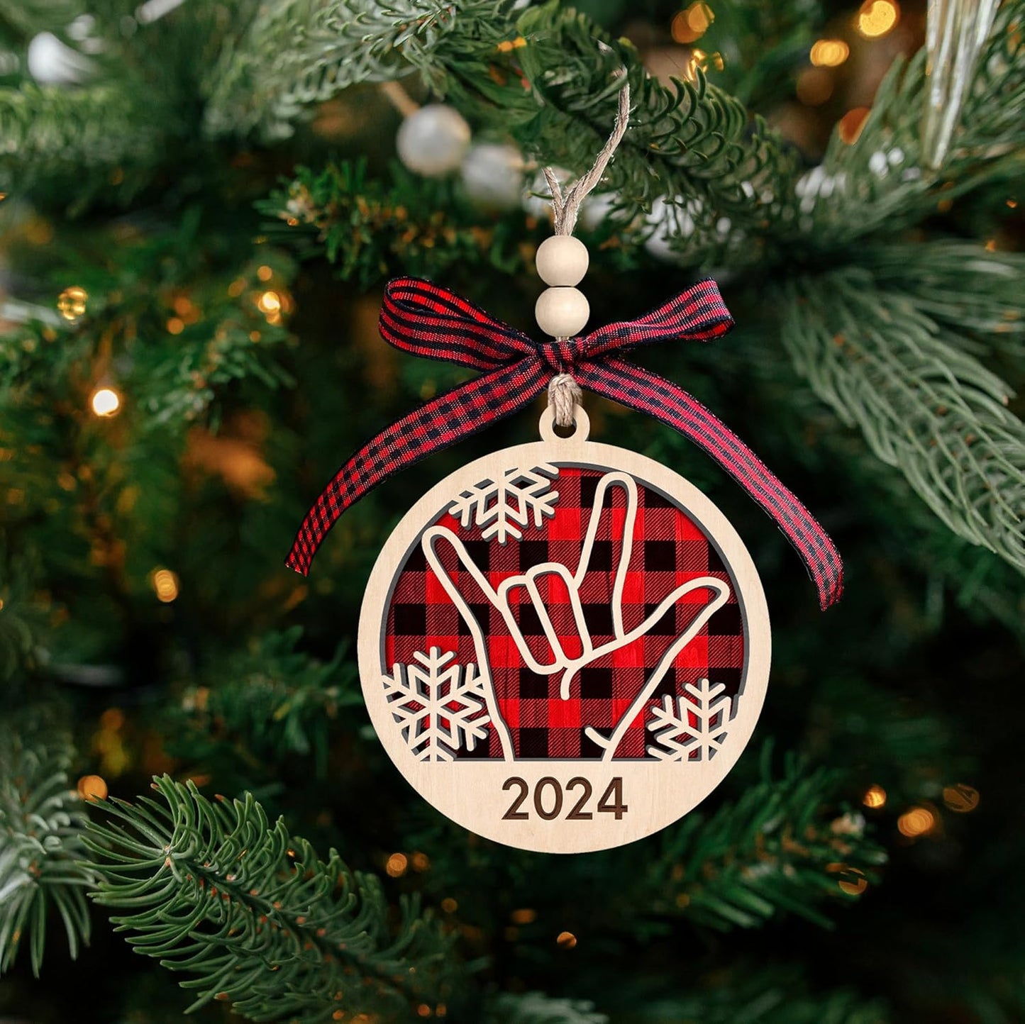 ASL I Love You Ornament - ASL I Love You Christrmas Ornament 2024, Sign Language I Love You Ornament, Sign Language Christmas Ornament - I Love You Hand Sign Ornaments - Wood Ornament