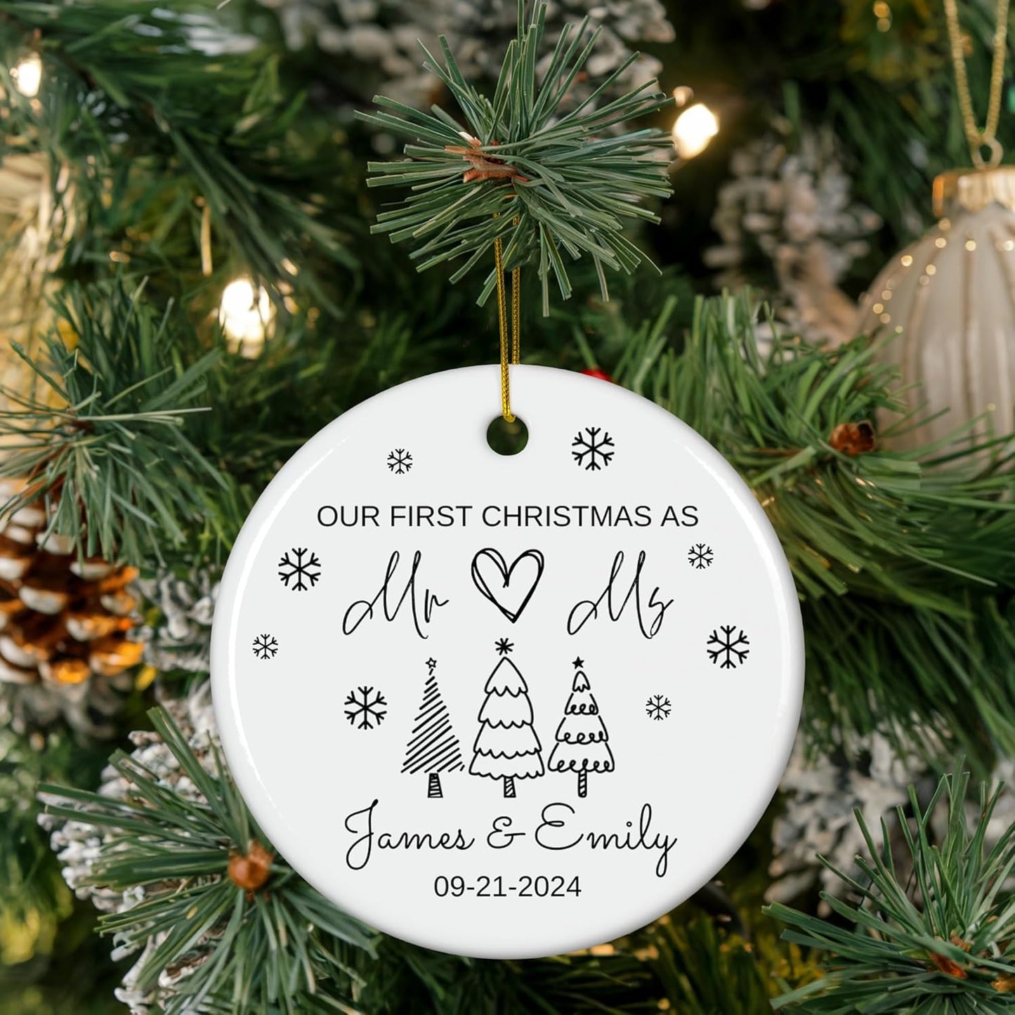 Our First Christmas As Mr & Mrs Ornament, First Married Christmas Ornament 2024, Married Ornament, Wedding Ornament