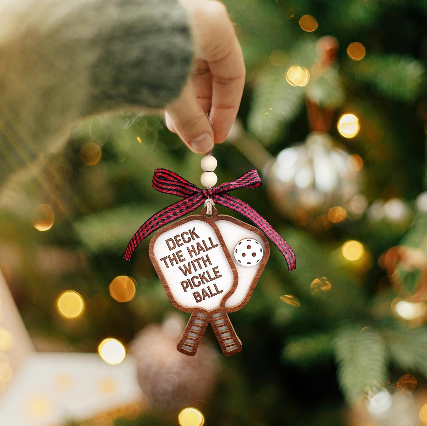 Pickleball Ornament - Pickleball Gifts for Women, Men - Wood Christmas Ornament 2024