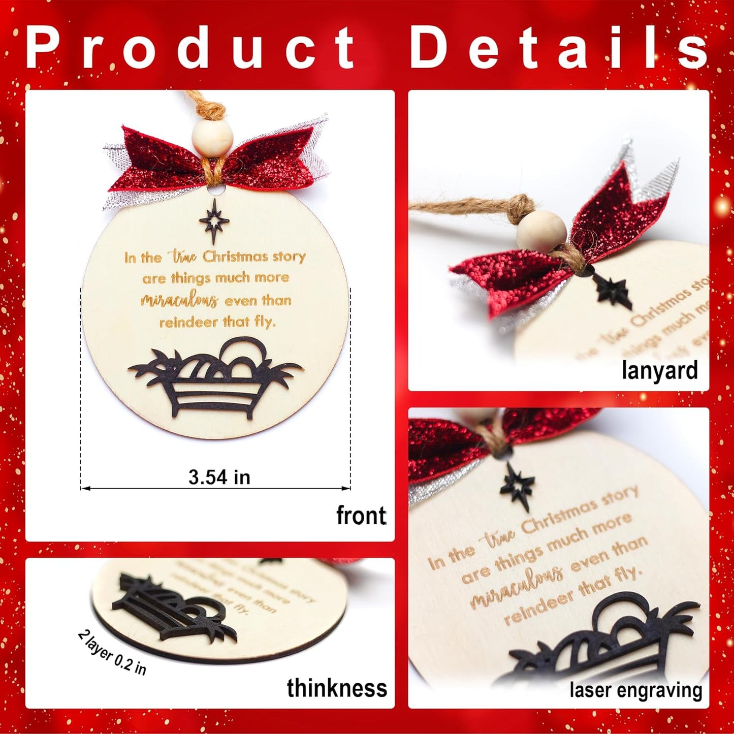 True Christmas Story Ornament, Christmas Ornament, Wood Christmas Ornament, Nativity Christ Ornament (T-A-O3)