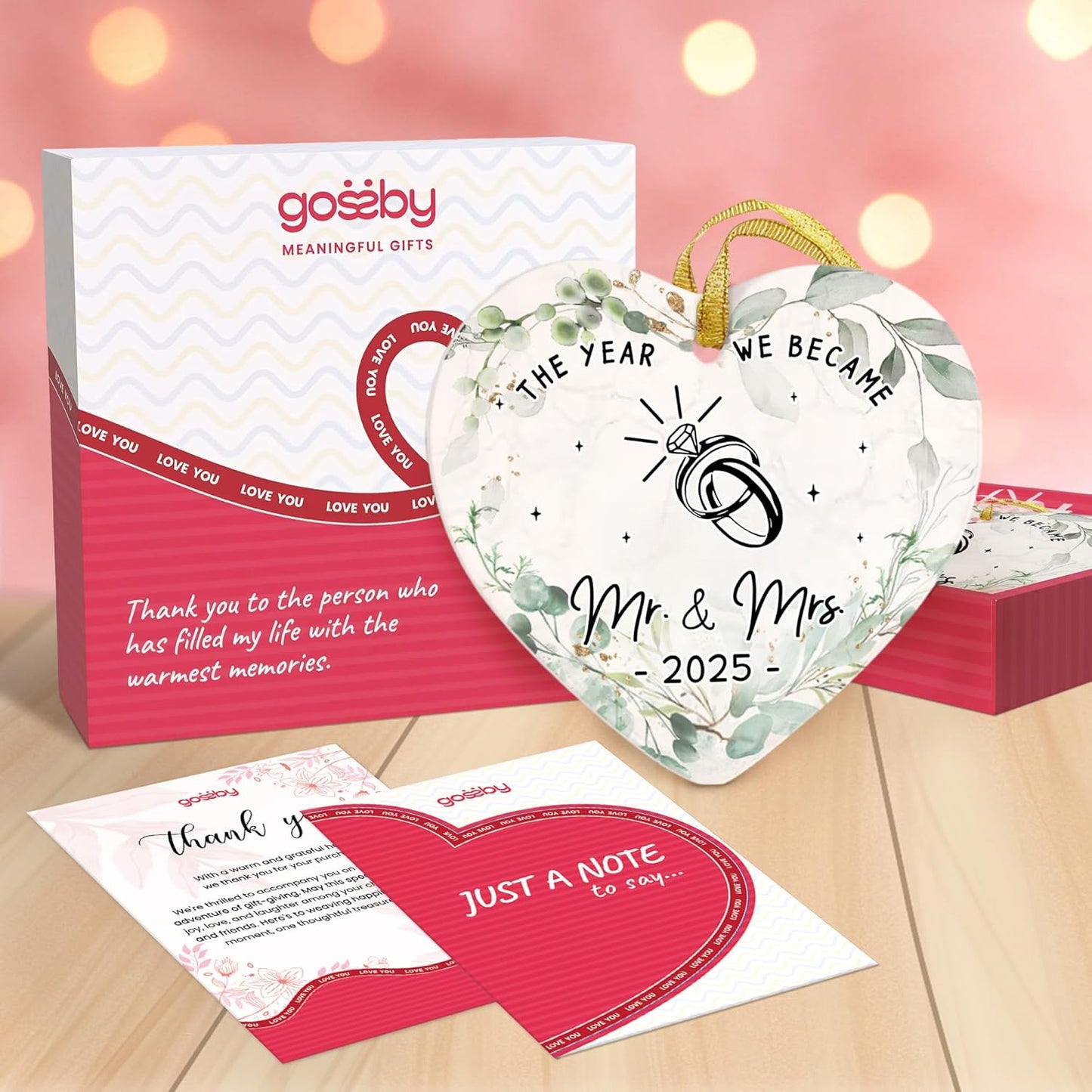 Wedding Ornament 2025 - The Year We Became Mr Mrs - Newlywed, Just Married Gift for Couple - First Christmas Wedding Gift for Newlyweds, Bride, Groom - Bridal Shower Xmas Decoration
