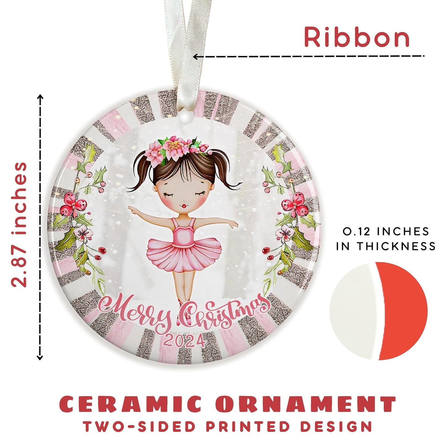 Ballerina Ornaments for Christmas Tree - Ballerina Christmas for Girls - Ballerina Gifts for Girls, Ballerina Gifts for Women - Ceramic Ornament 2024