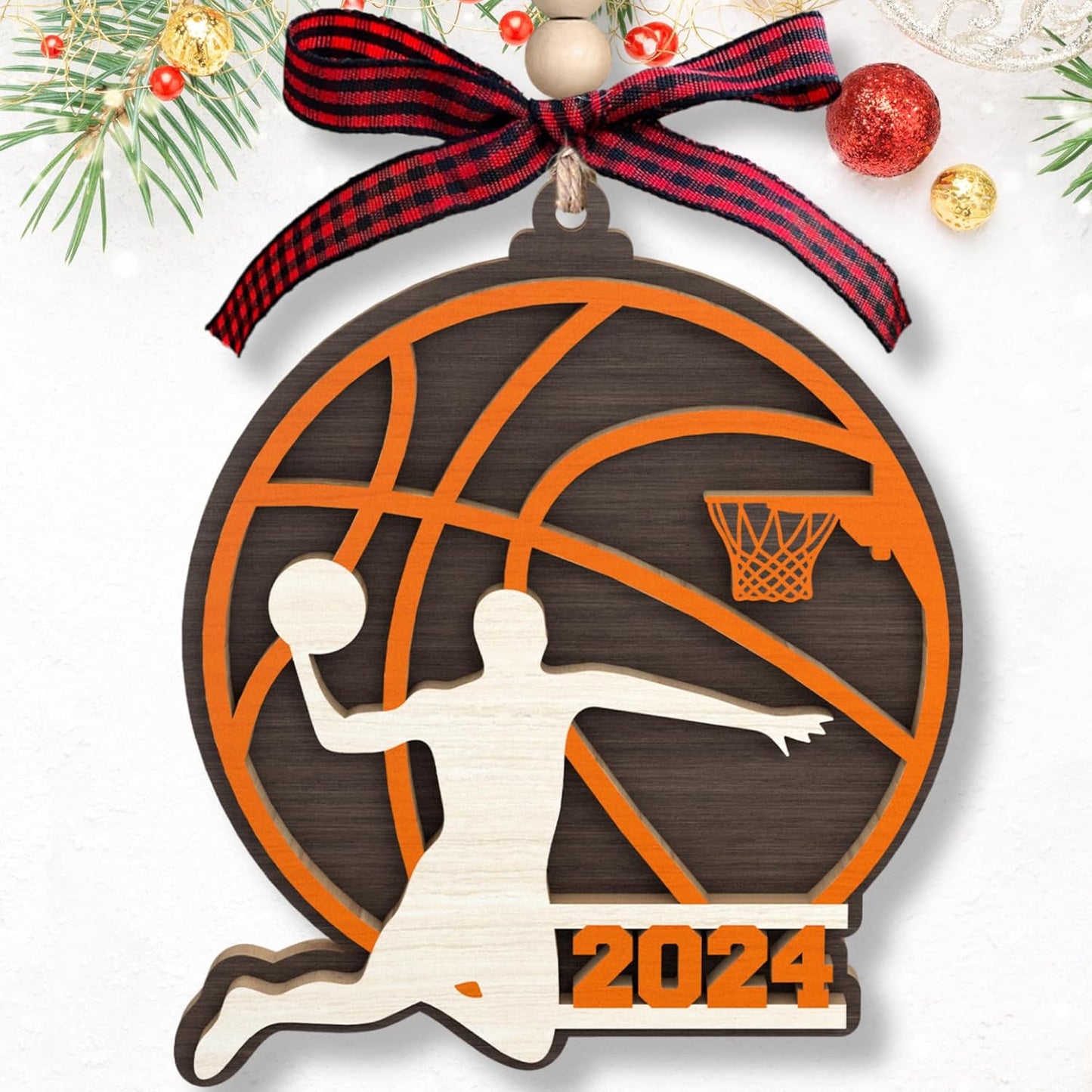 Basketball Gifts for Men and Teenagers - Wood Christmas Ornament for Boys - Cute Holiday Present