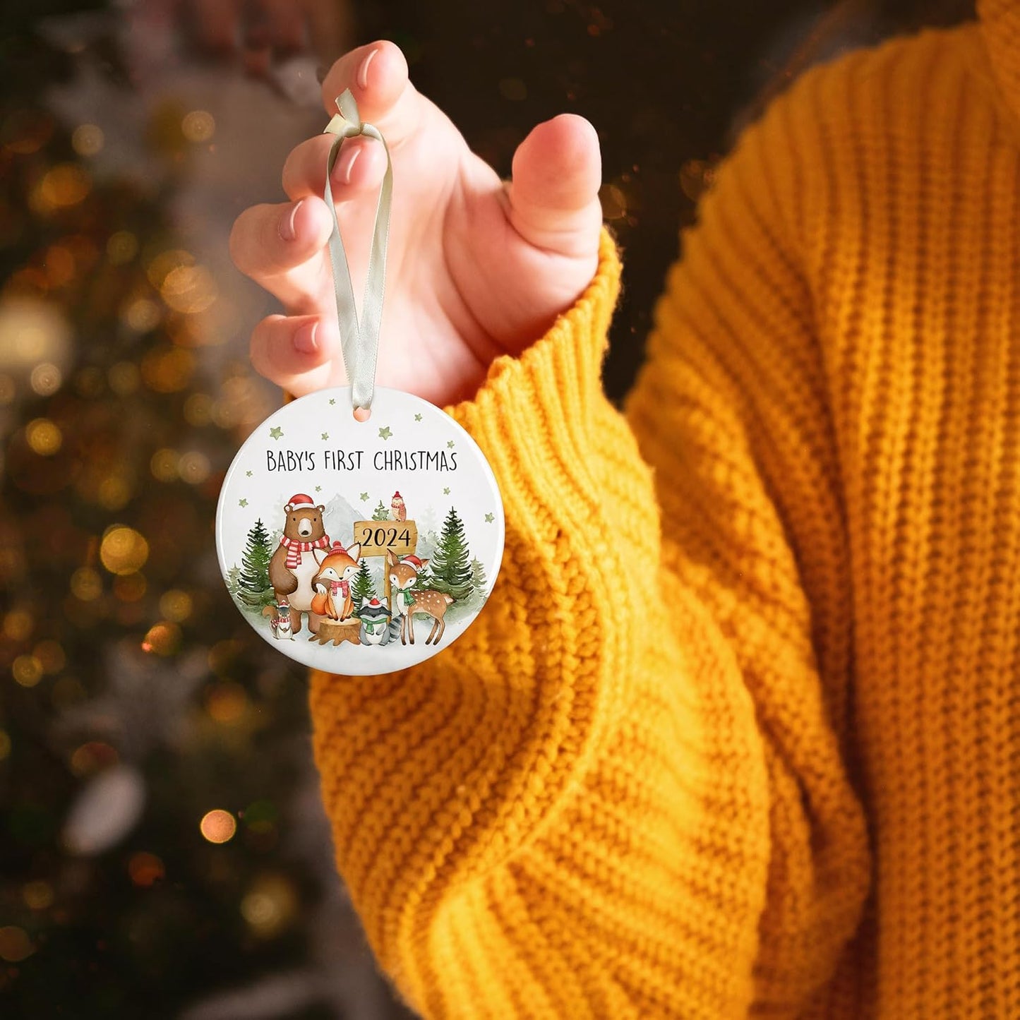 Baby's First Christmas Ornament 2024 - Baby First Christmas 2024 Boy, Girl - Ceramic Ornament