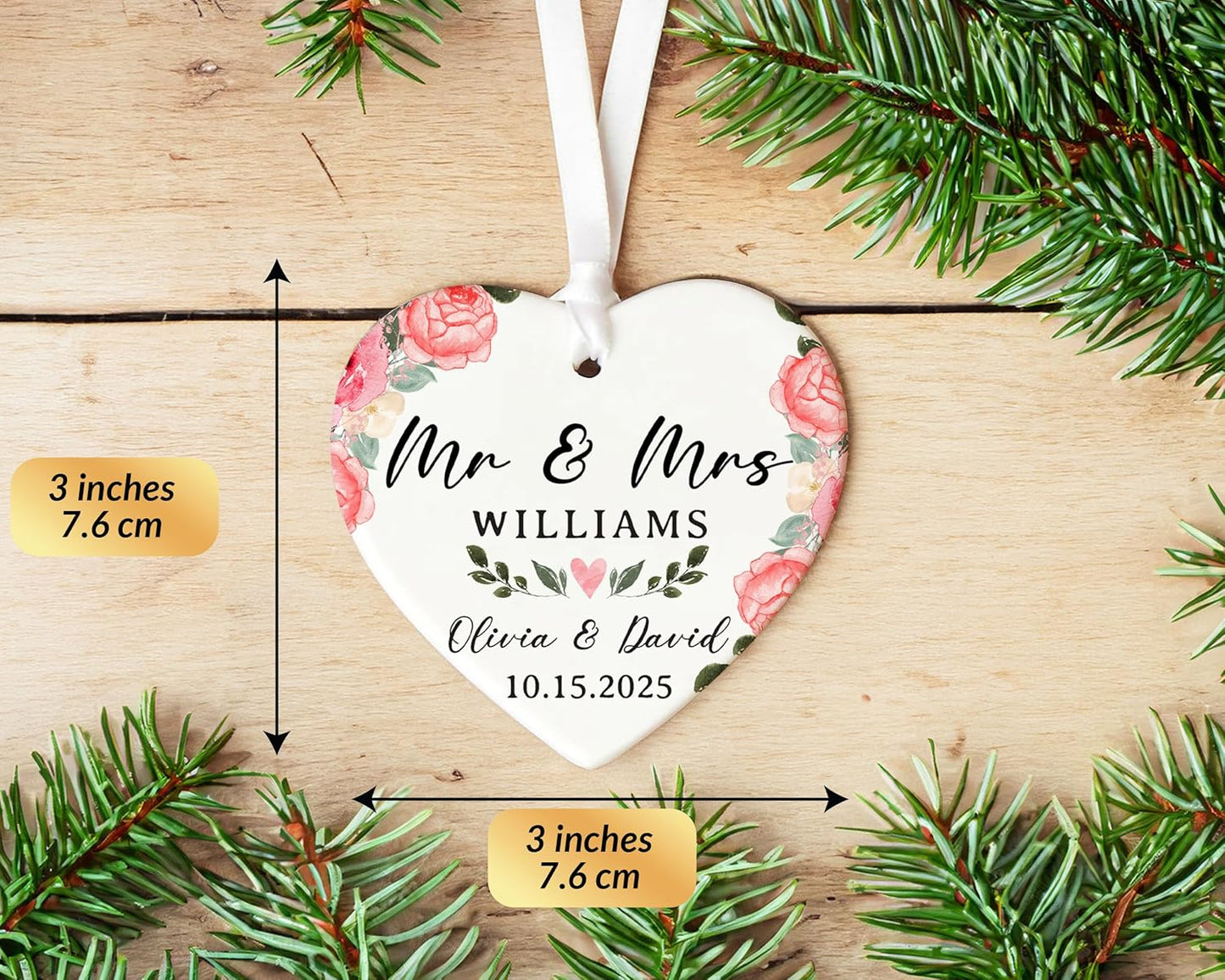 Personalized Wedding Ornament 2025, Mr and Mrs Christmas Keepsake for Newlywed, Married Couple, Bridal Shower, 1st Marriage Present Idea, First Christmas Together