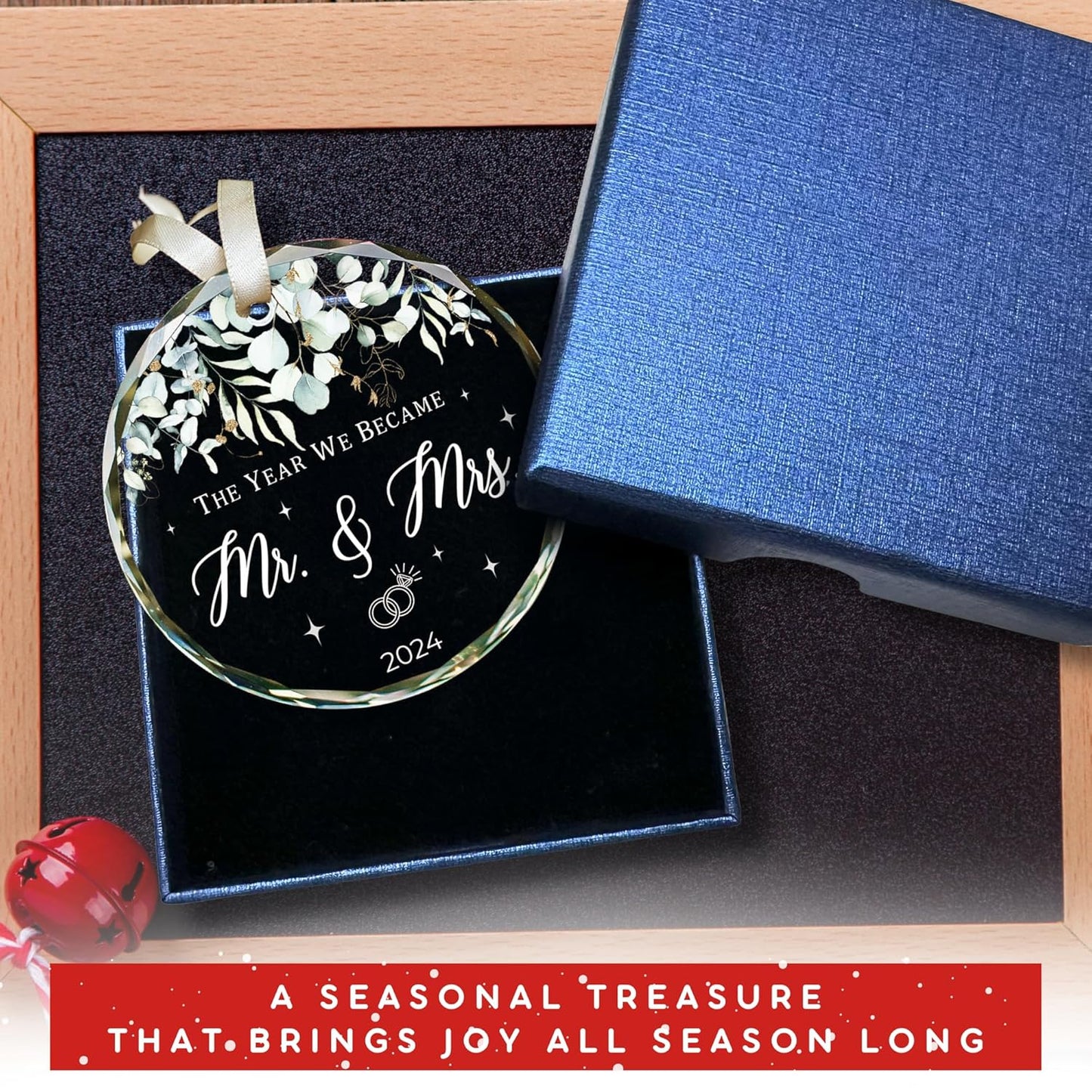 Wedding Gifts - Wedding Gifts for Couples 2024 - Married Couple Gift Ideas, Bridal Shower Gift Ideas - 1st Glass First Christmas Married Ornament 2024