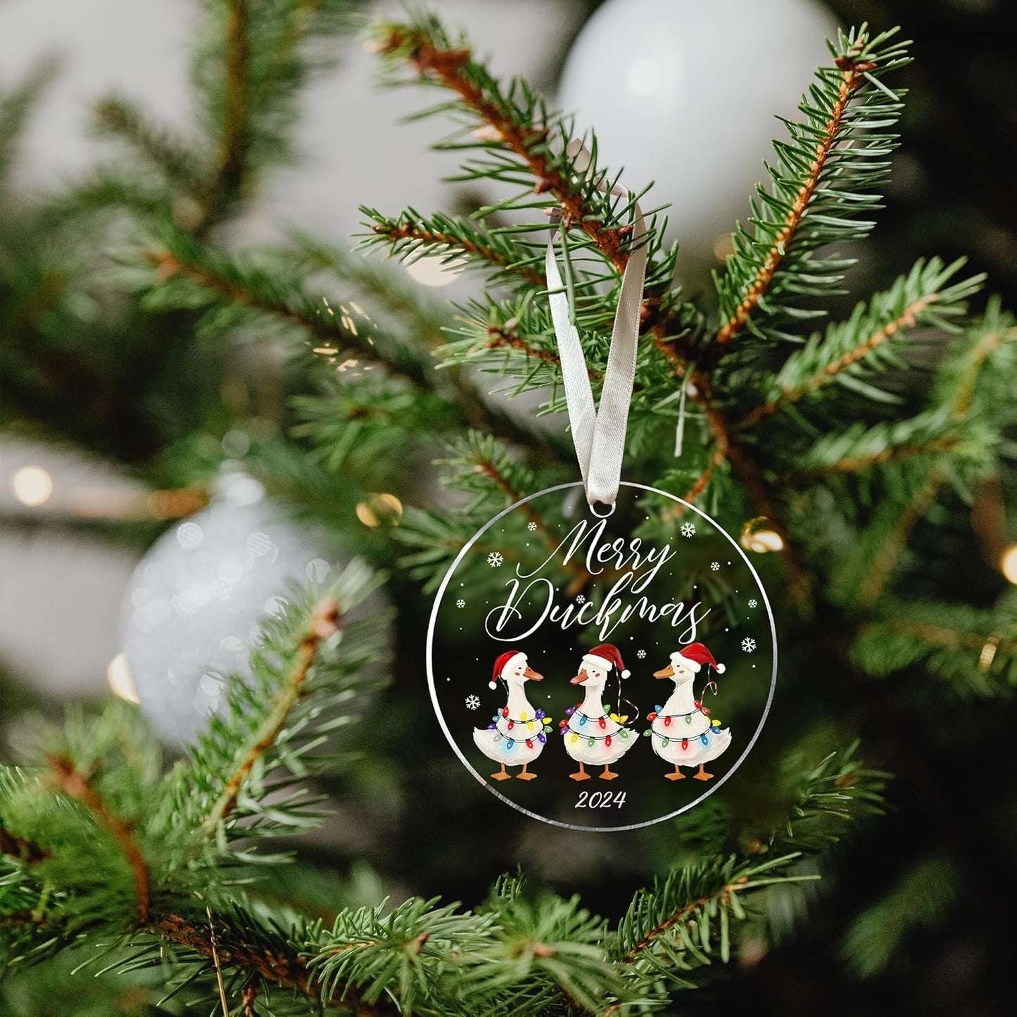 Duck Christmas Ornament - Ornament Set for Tree, Acrylic Ducks