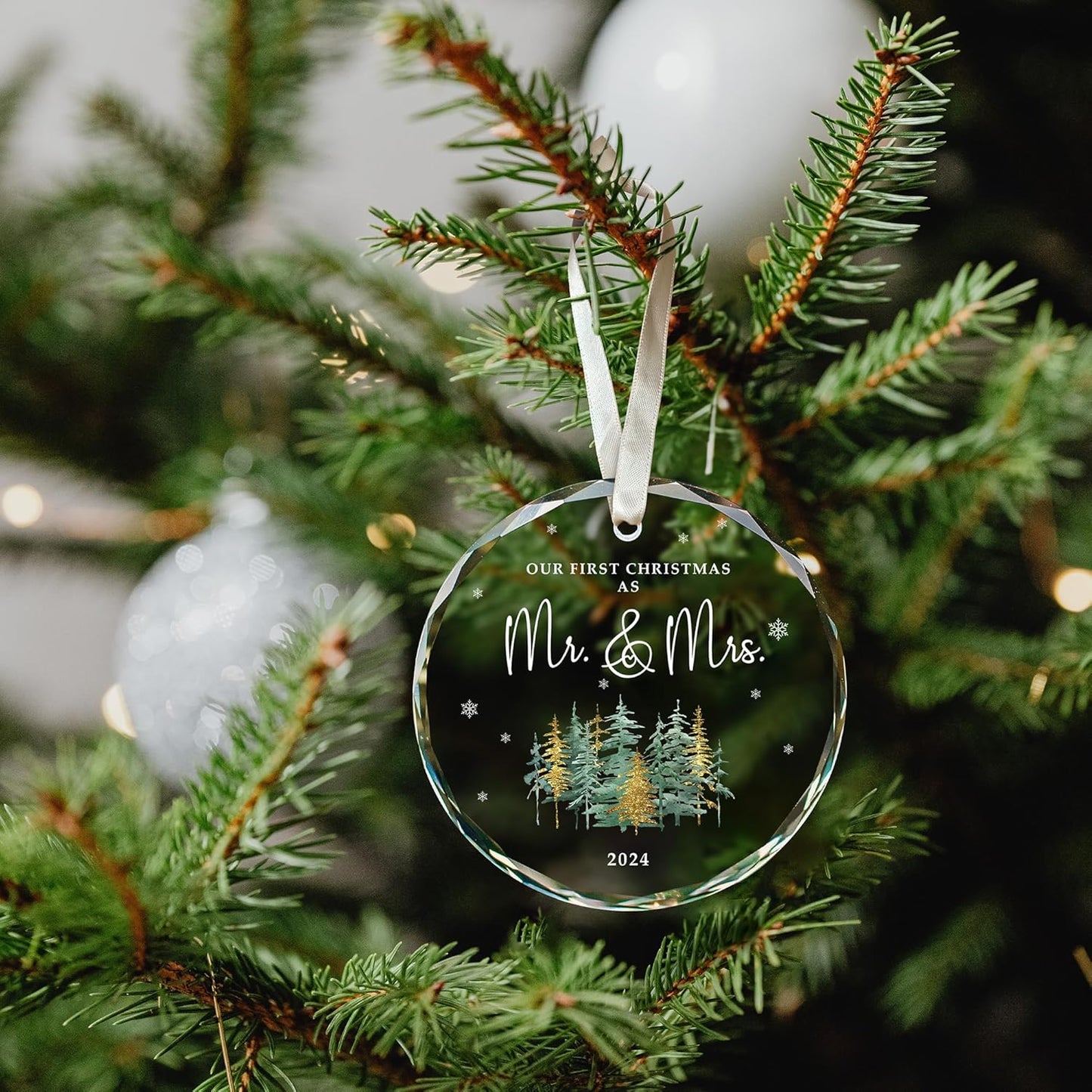 Wedding Gifts for Couples 2024 - Wedding Gifts for Newlyweds, Married Couple, Bride - Bridal Shower Gift - Glass Married Ornament 2024
