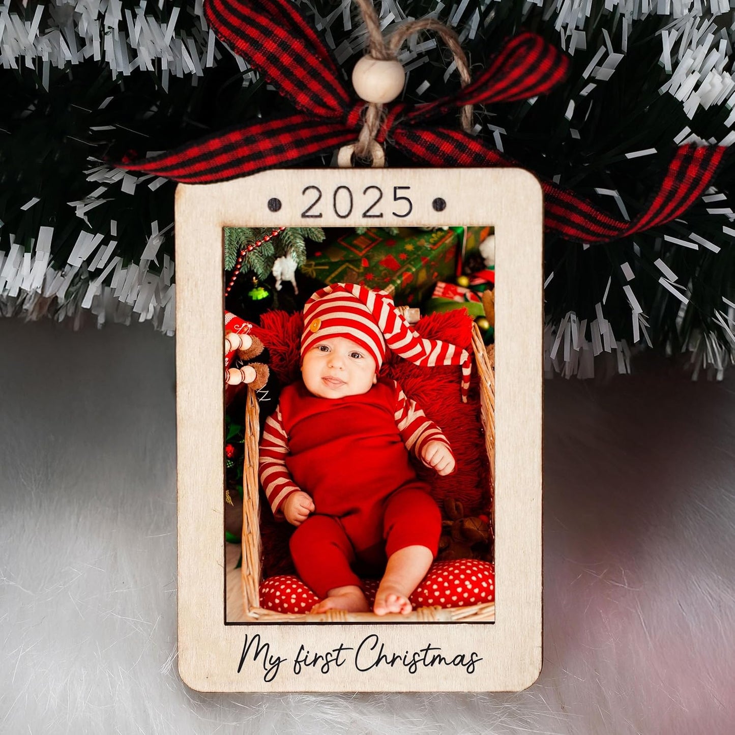 Baby's First Christmas Ornament 2025, Baby First Christmas Picture Frame Ornament, 2x3 Picture Frame Wooden Ornament, Babys First Christmas Ornament 2025 Girl, Boy, My First Christmas Ornament 2025