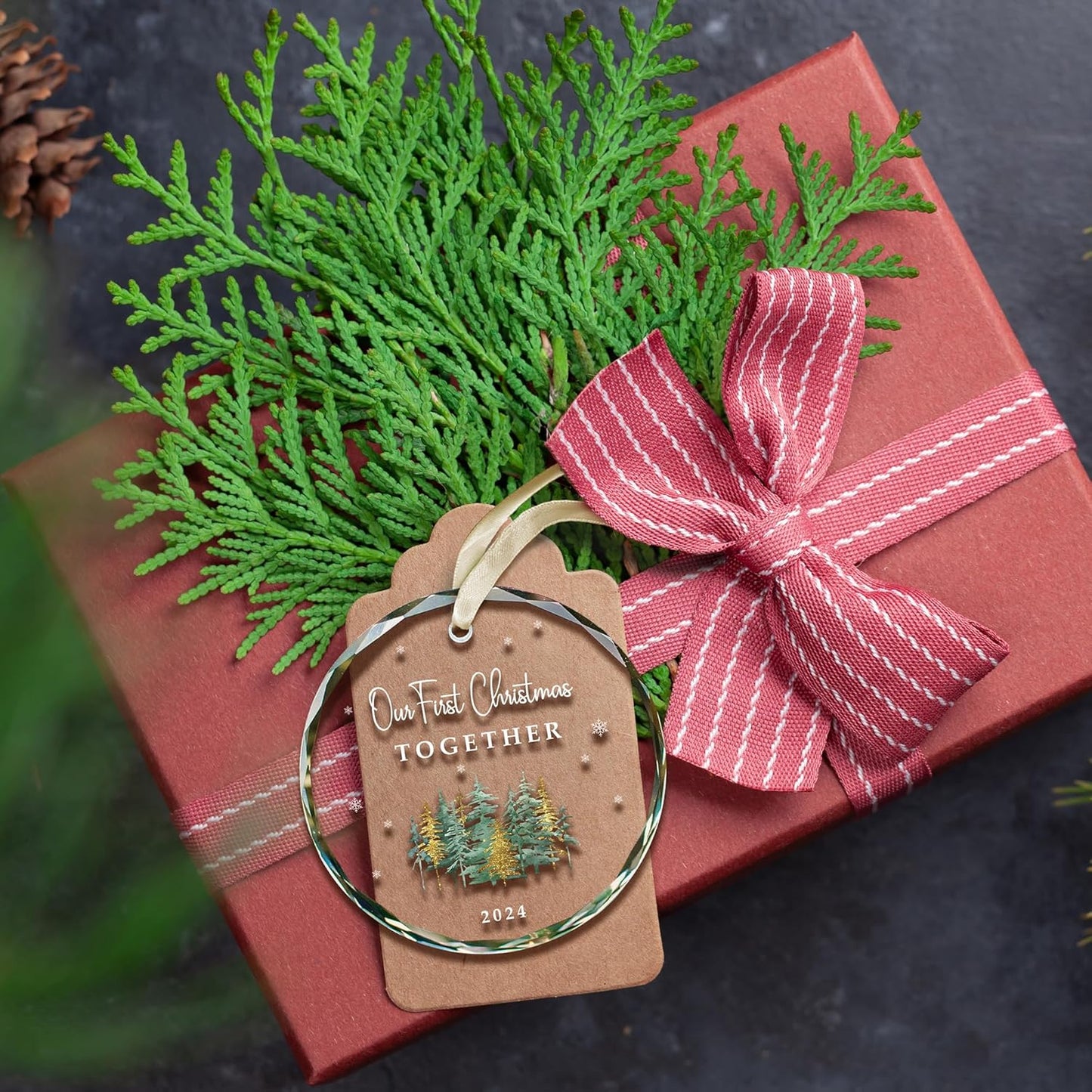 Our First Christmas Together - Mr & Mrs Gift: Glass Ornament for Newlyweds